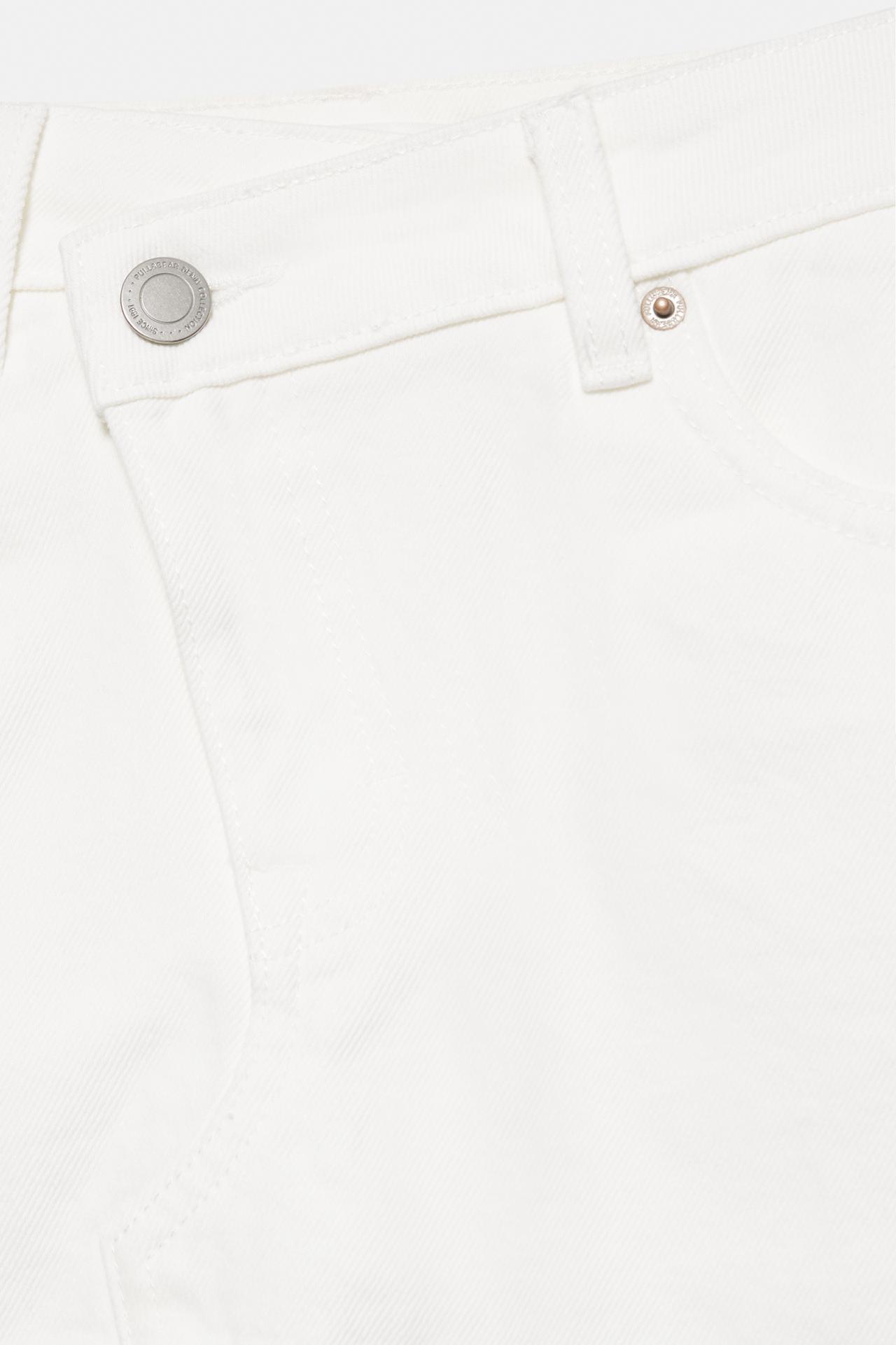 Cross-waist denim skort — White