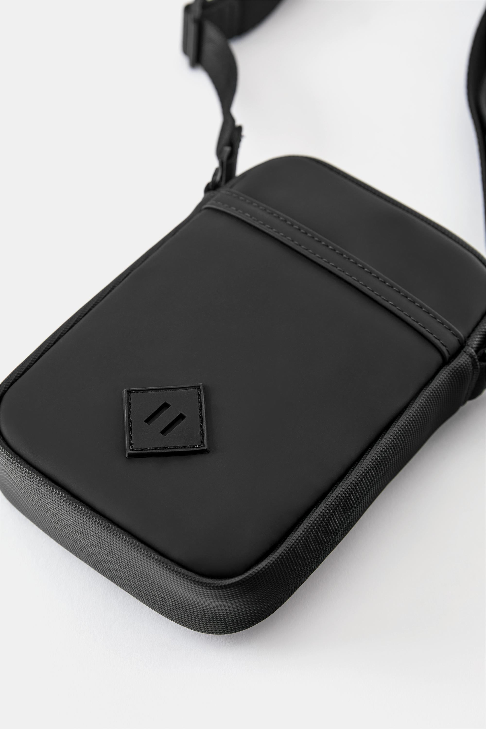 Rubberised crossbody bag — Black