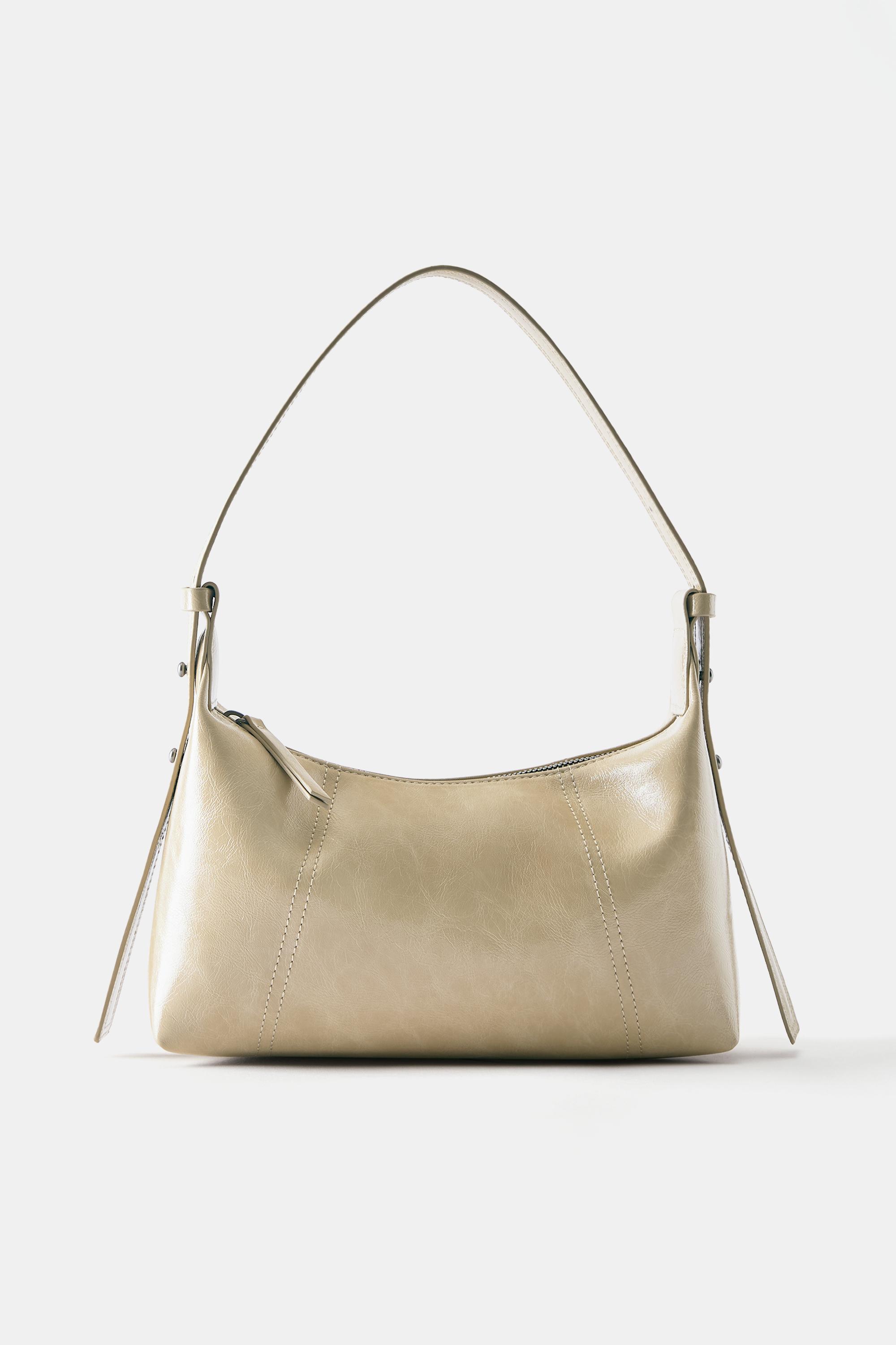 Crackled shoulder bag — Beige