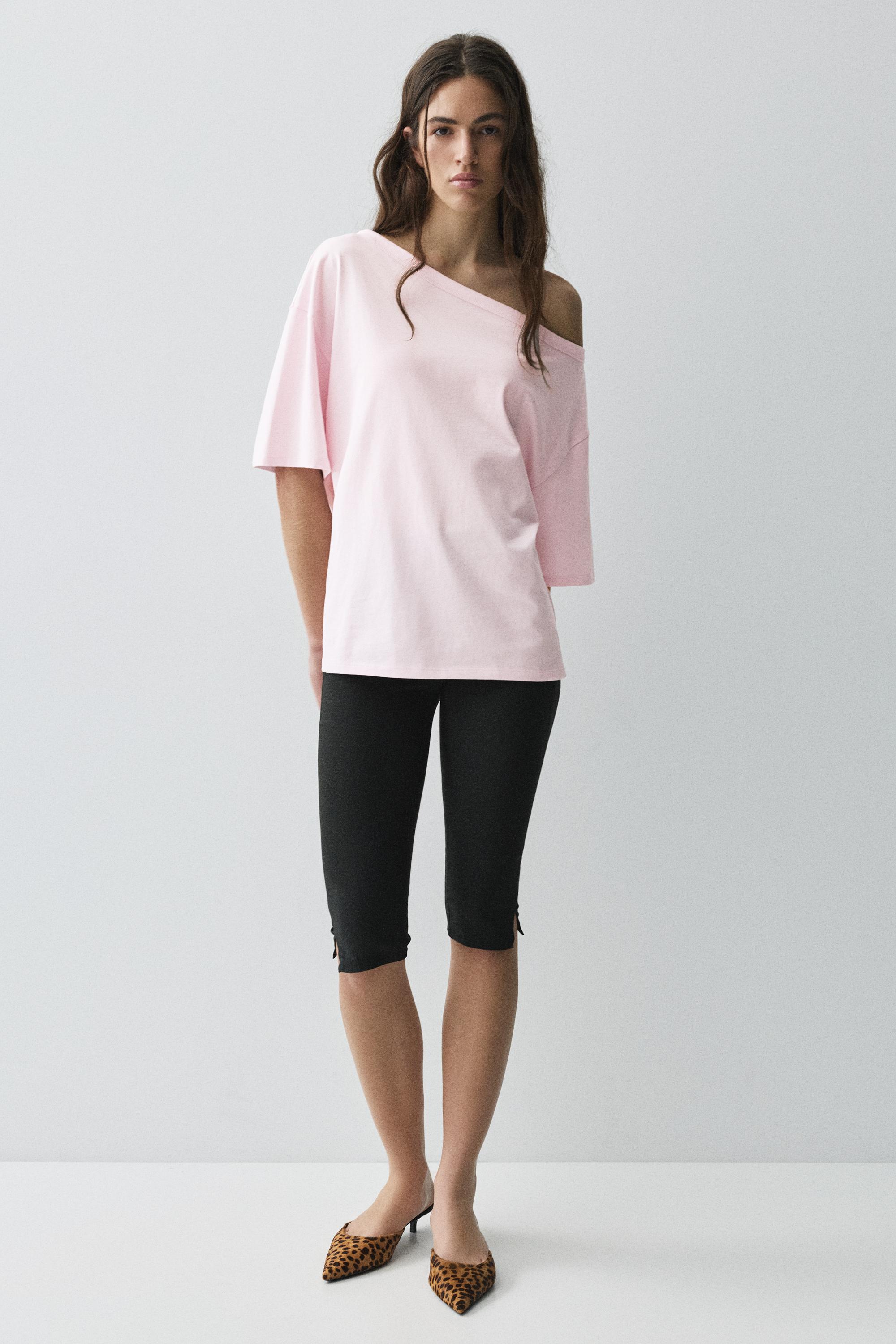 Asymmetric short sleeve T-shirt — Pink