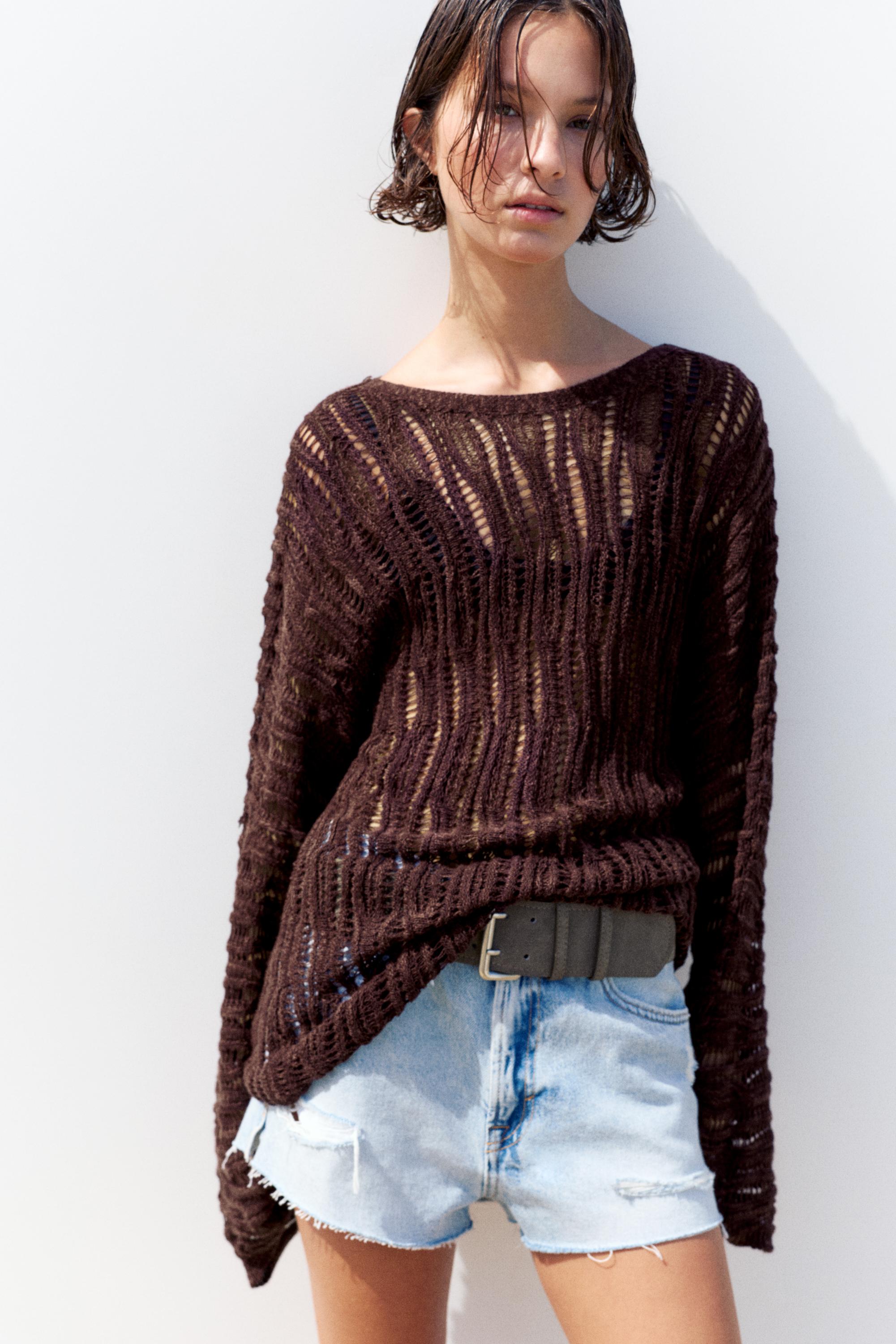 Cutwork jumper — Brown