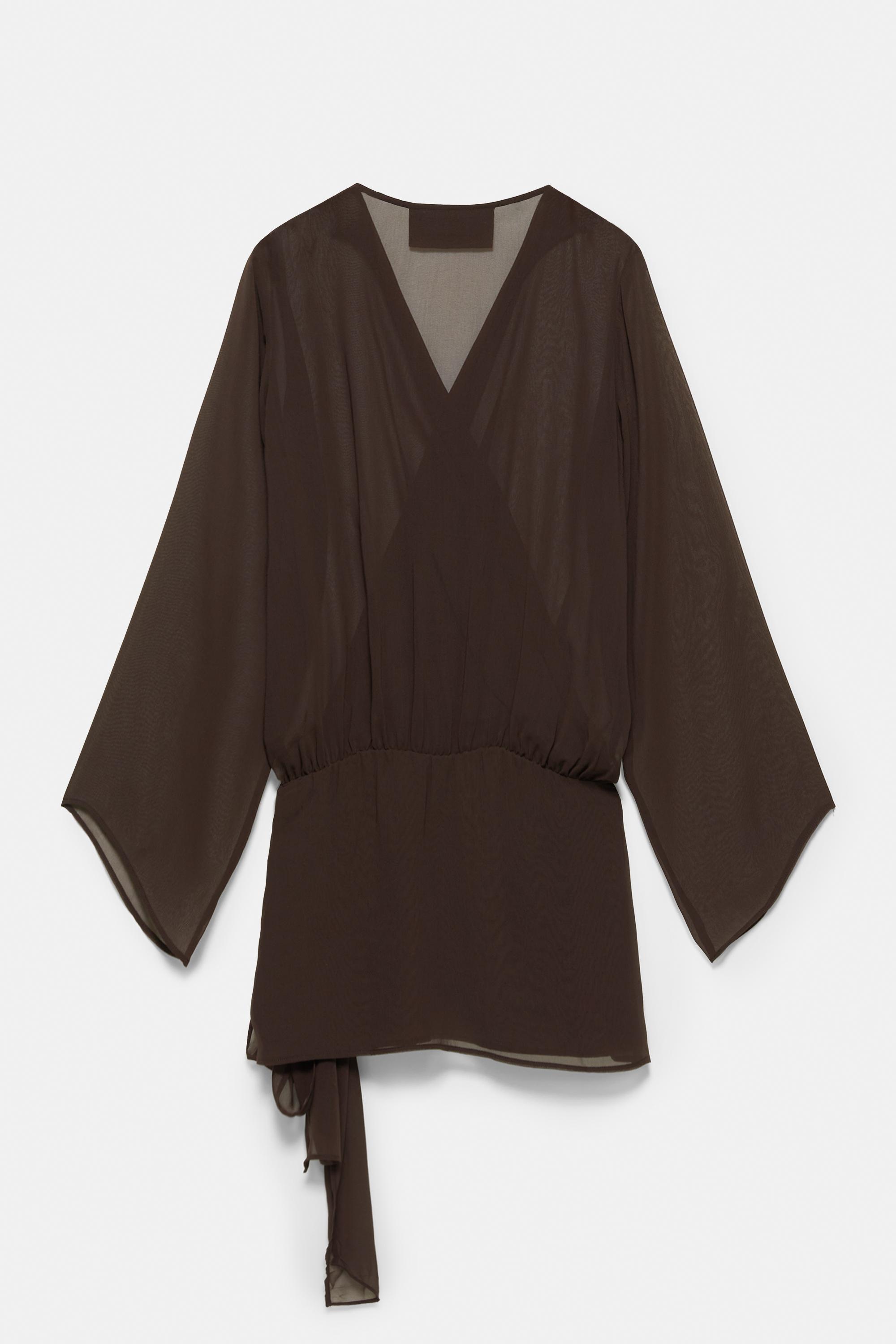 Draped wrap dress — Brown