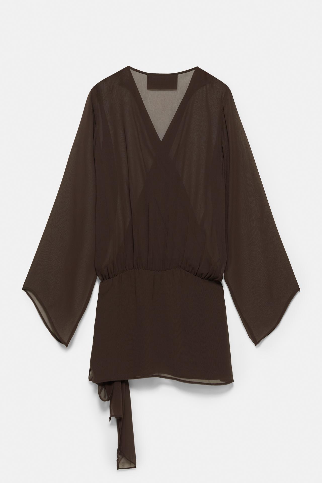 Draped wrap dress — Brown