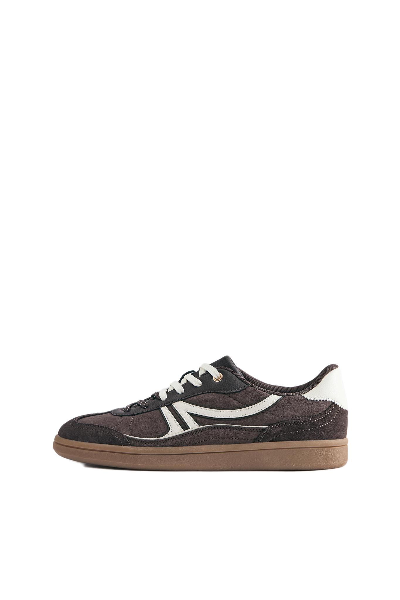 Lace-up retro trainers — Brown