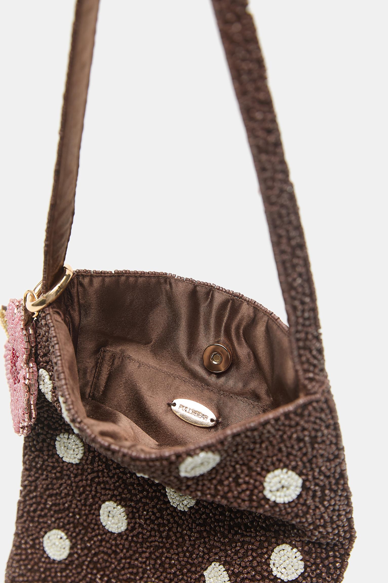 Puantiyeli payetli omuz çantası