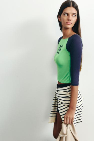 T-shirt with raglan sleeves and graphic — Green 3