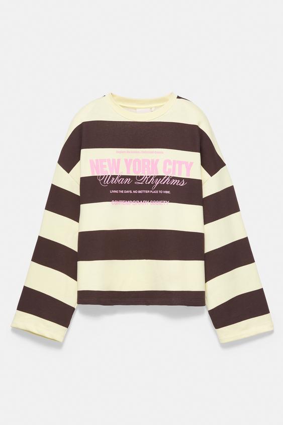 Oversize çizgili sweatshirt