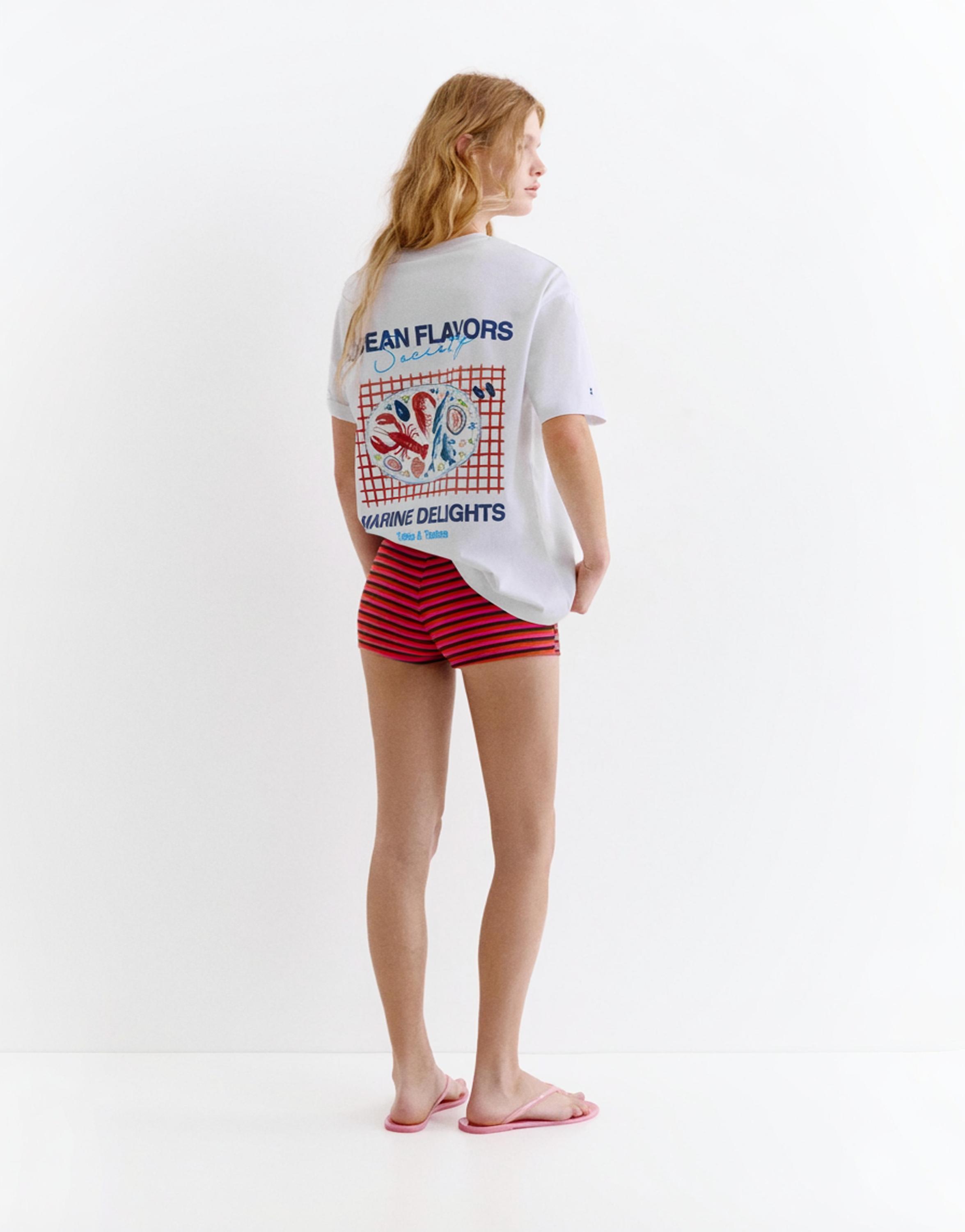 Istakoz grafik baskılı t-shirt - Görsel 15