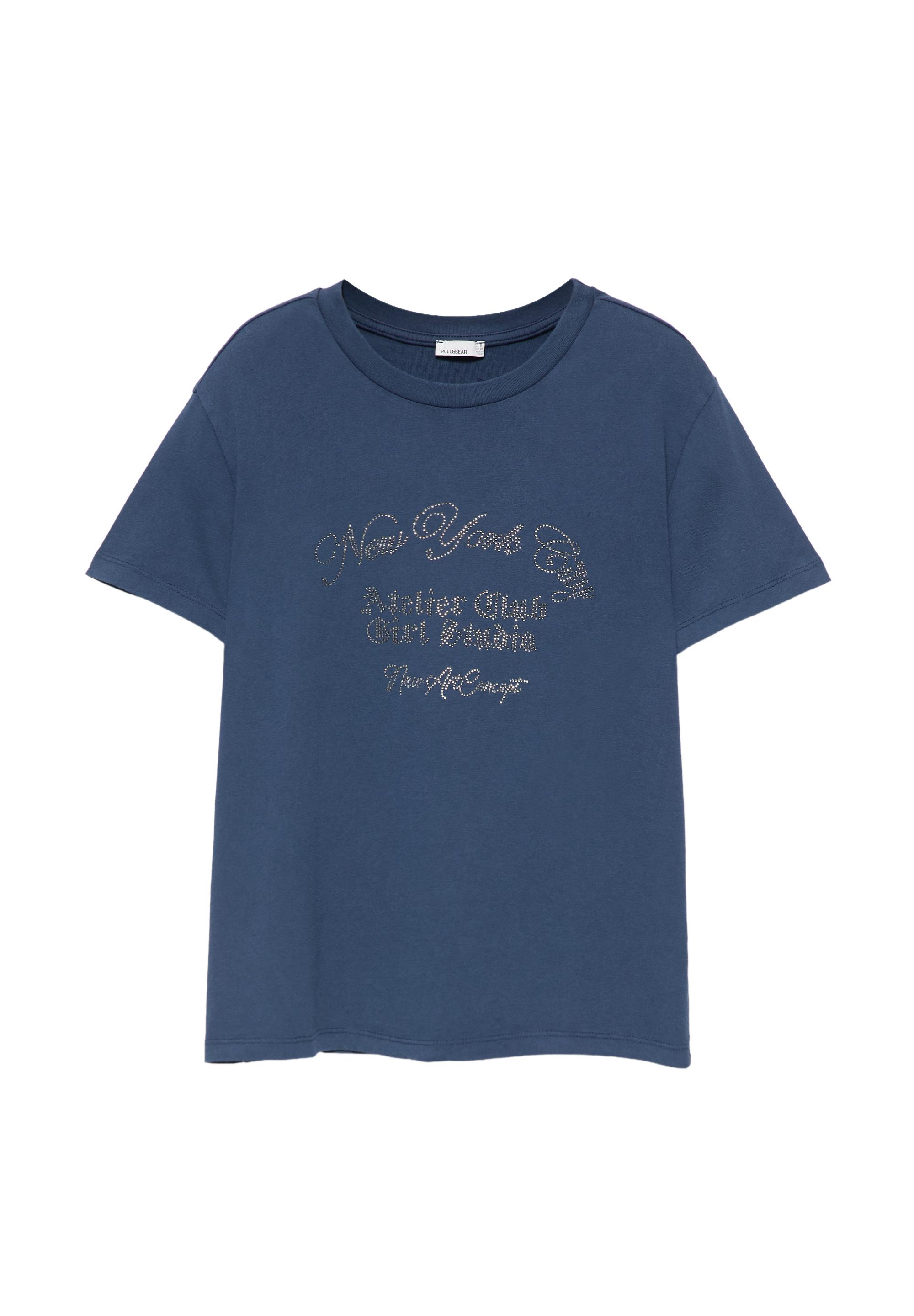 Pull&Bear Strass detaylı grafik tişört görsel 4