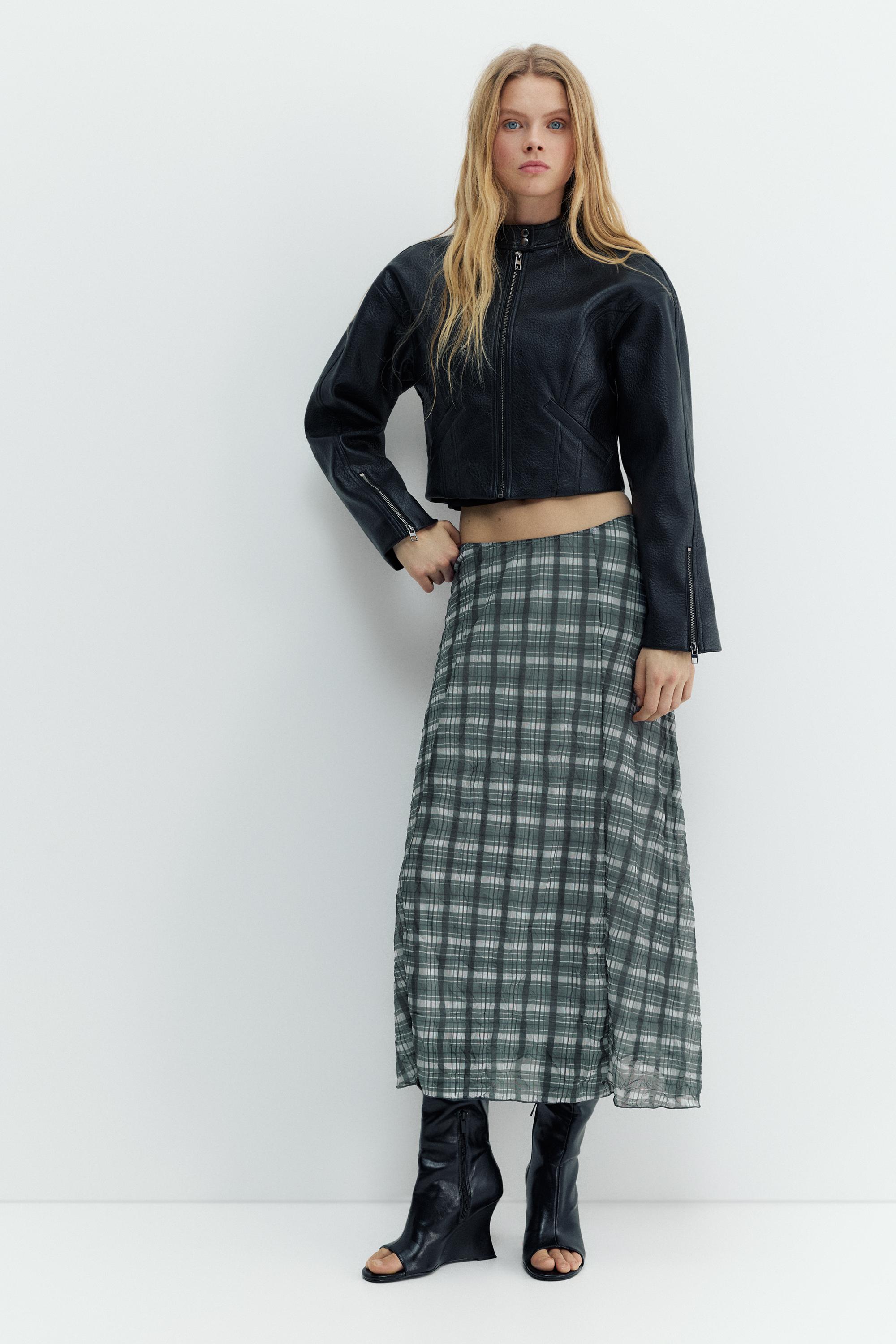 Kareli midi etek - Görsel 2