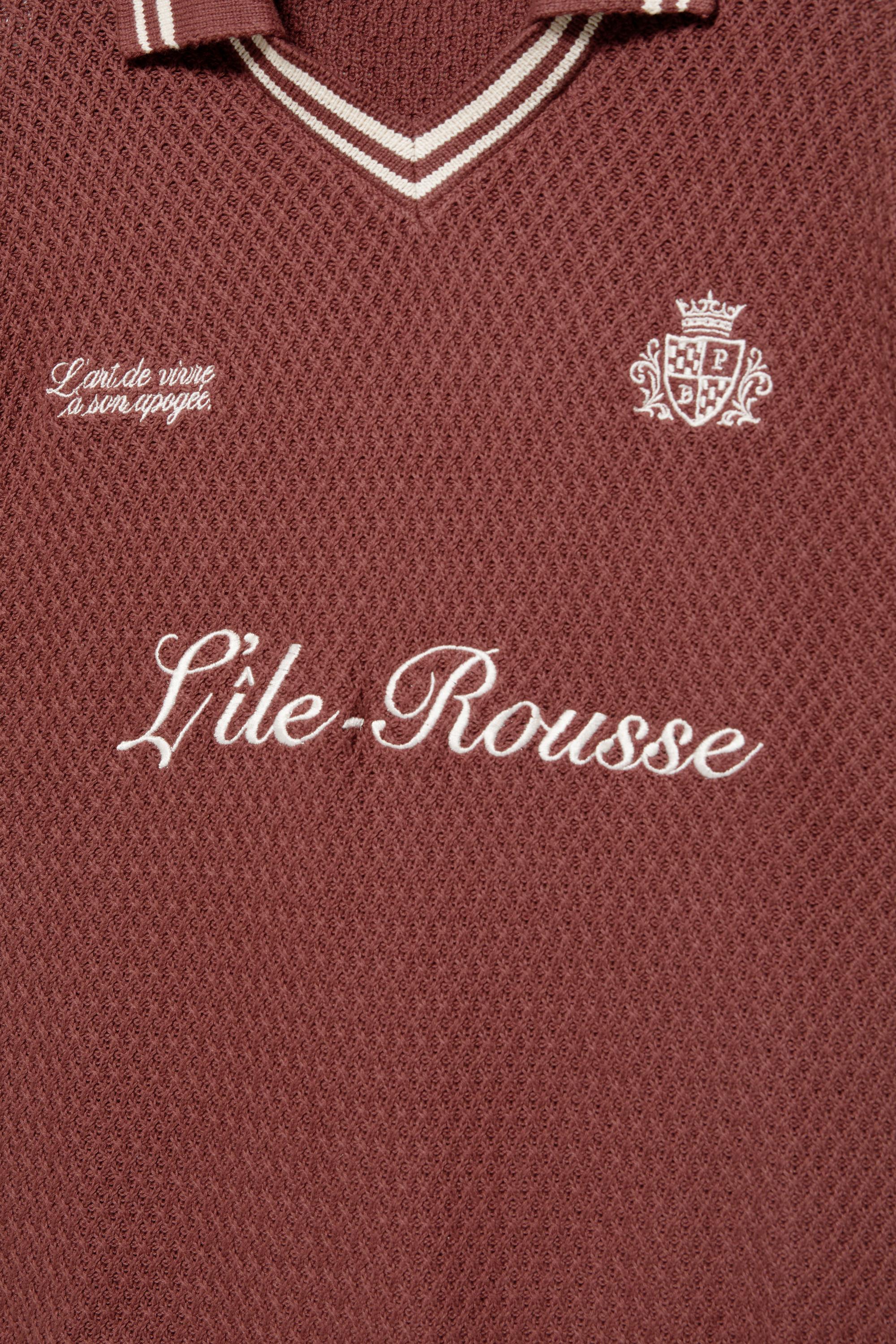 L'île-Rousse graphic knit polo shirt — Burgundy