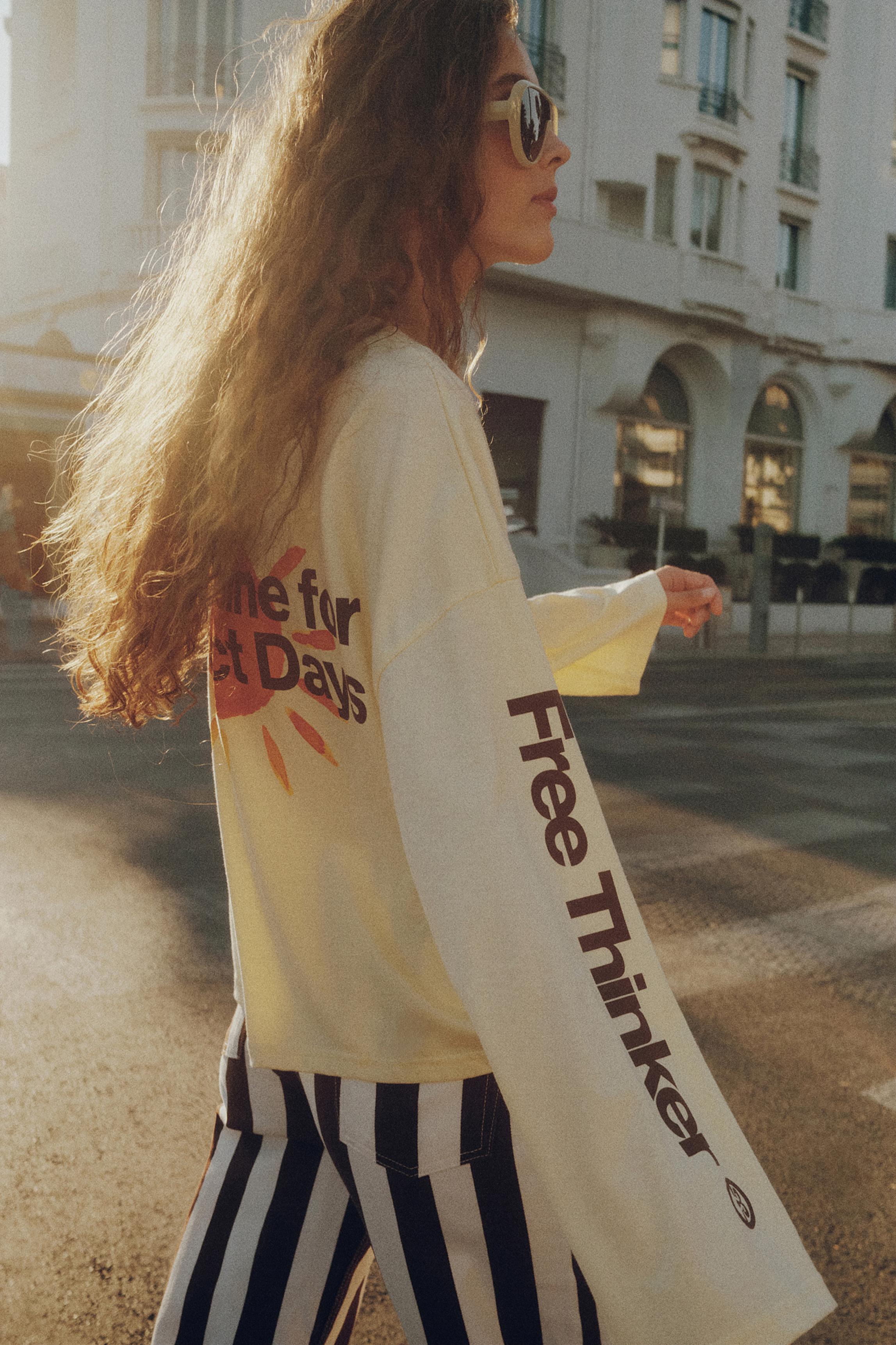 Oversize sun graphic T-shirt — Yellow