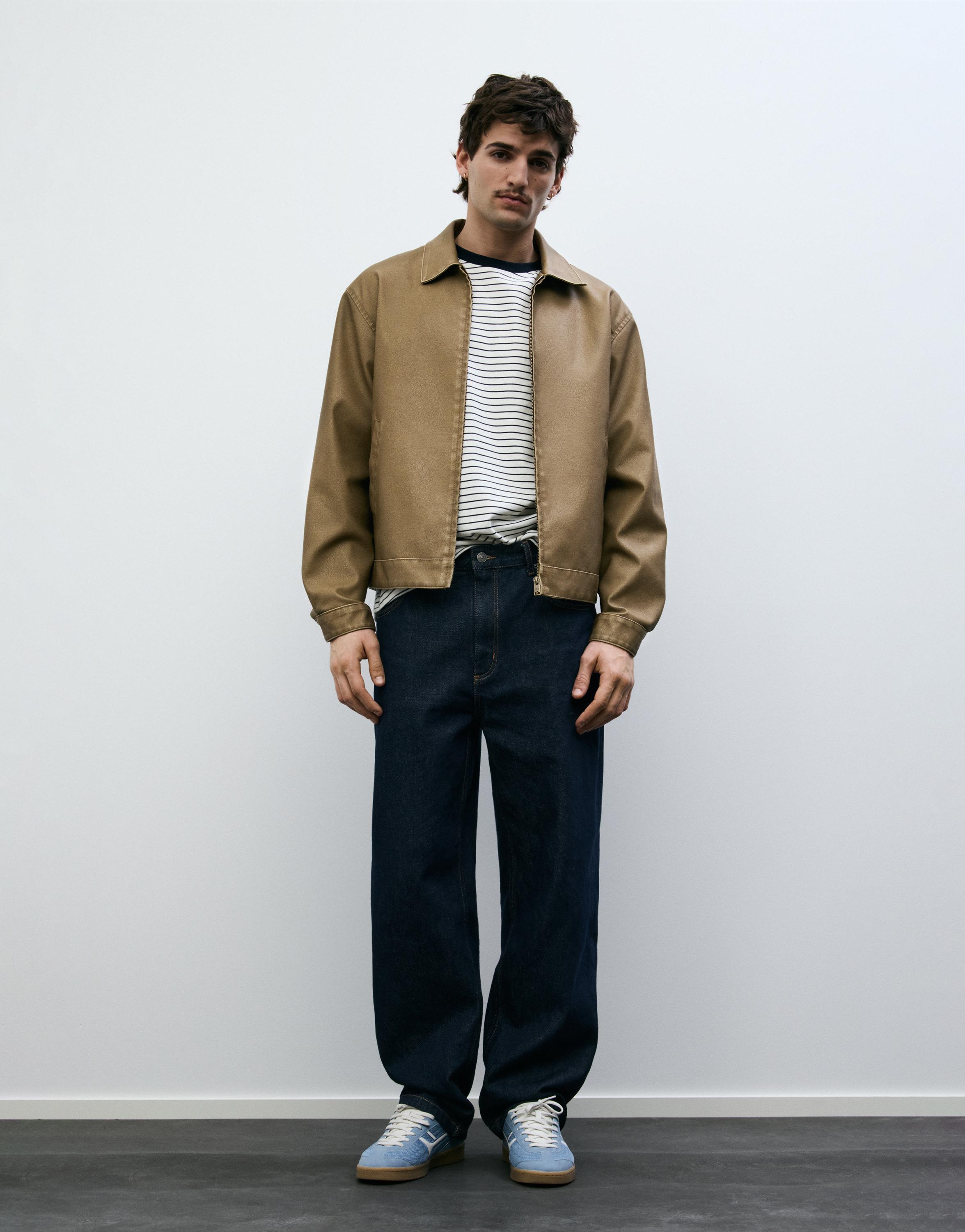 Yıkanmış suni deri ceket - Görsel 26