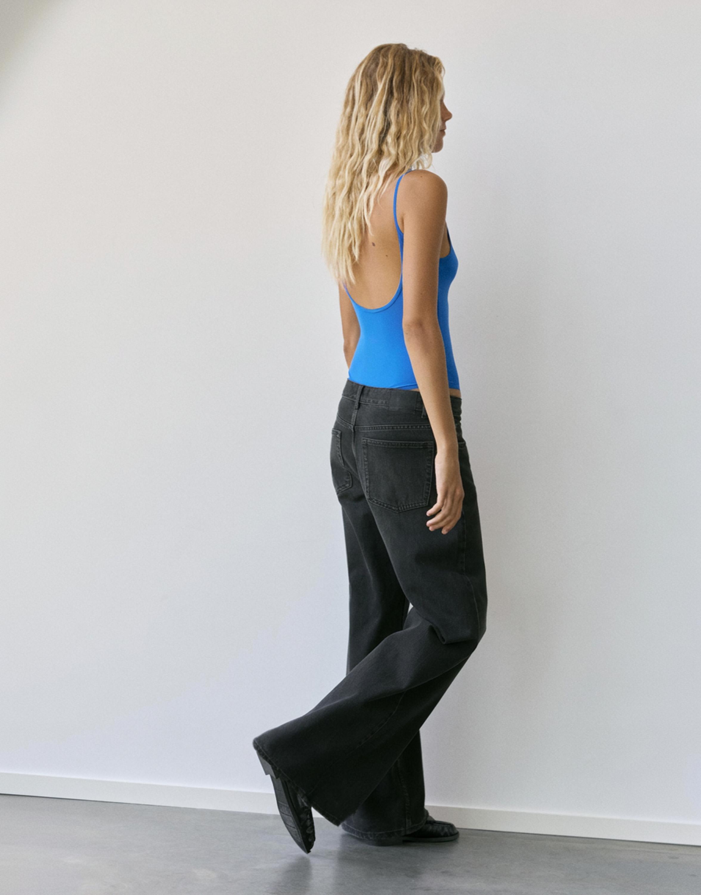 Polyamide bodysuit with thin straps — Deep blue