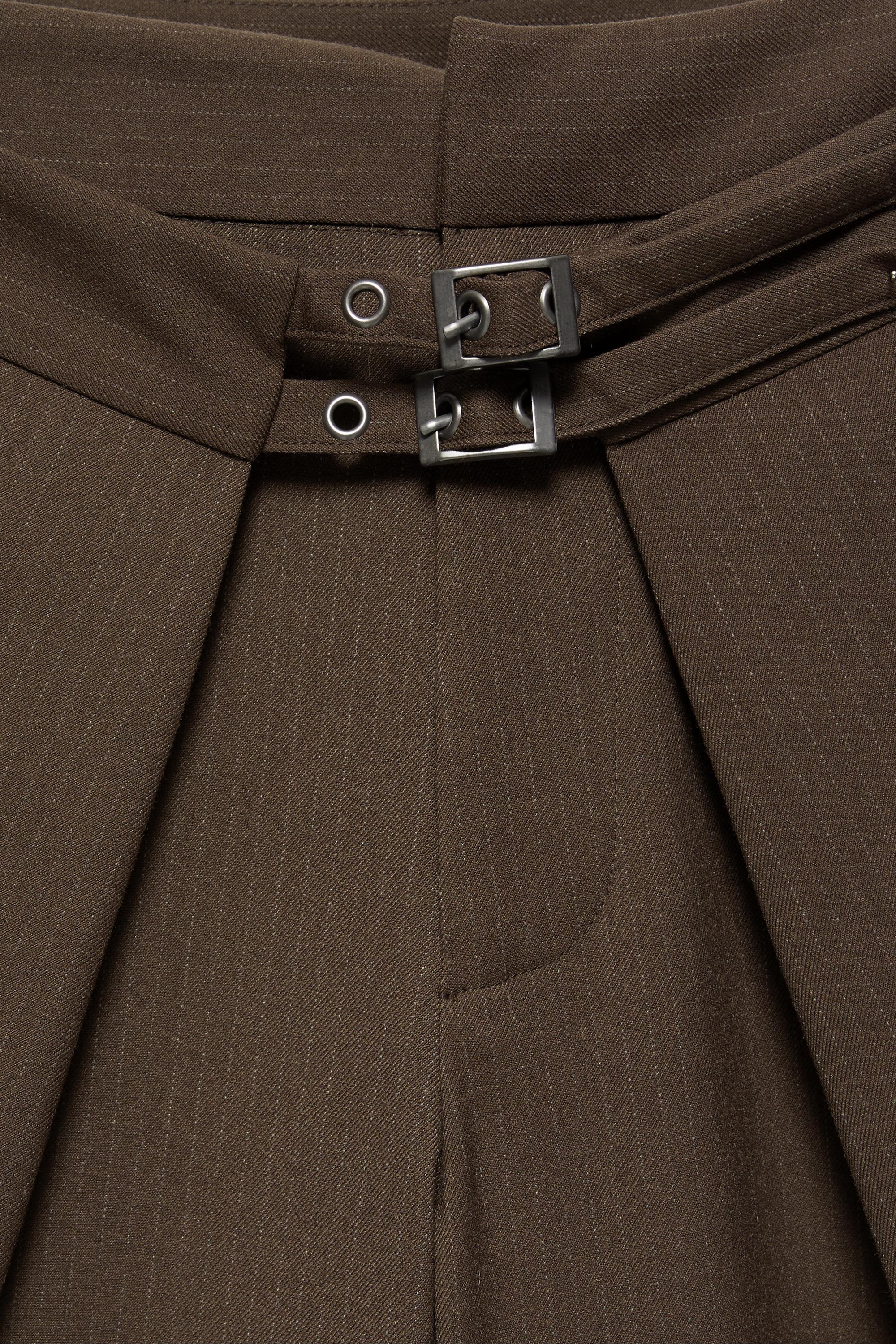 Darted buckled smart trousers — Brown