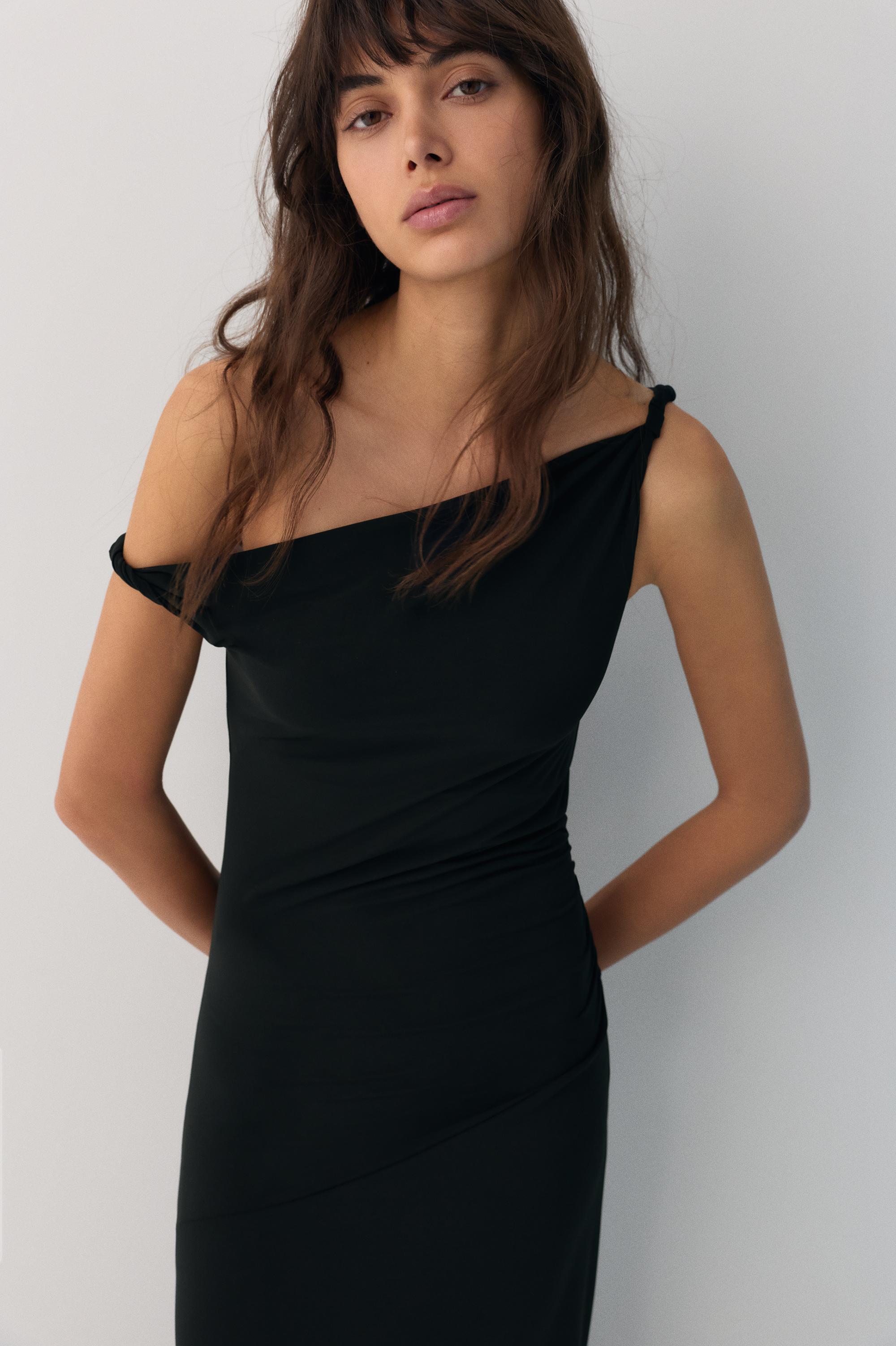 Asimetrik midi elbise - Görsel 12