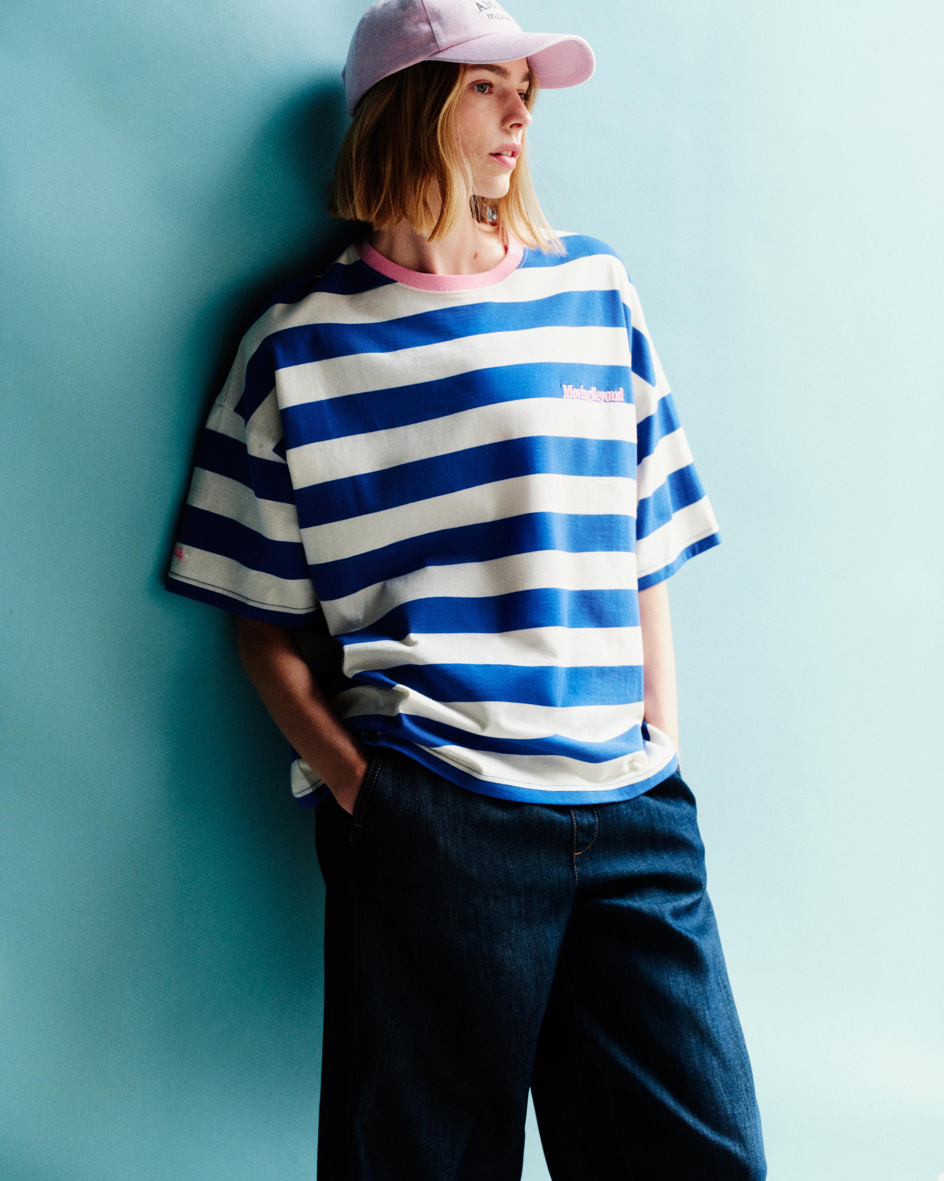Blue striped T-shirt — Deep blue