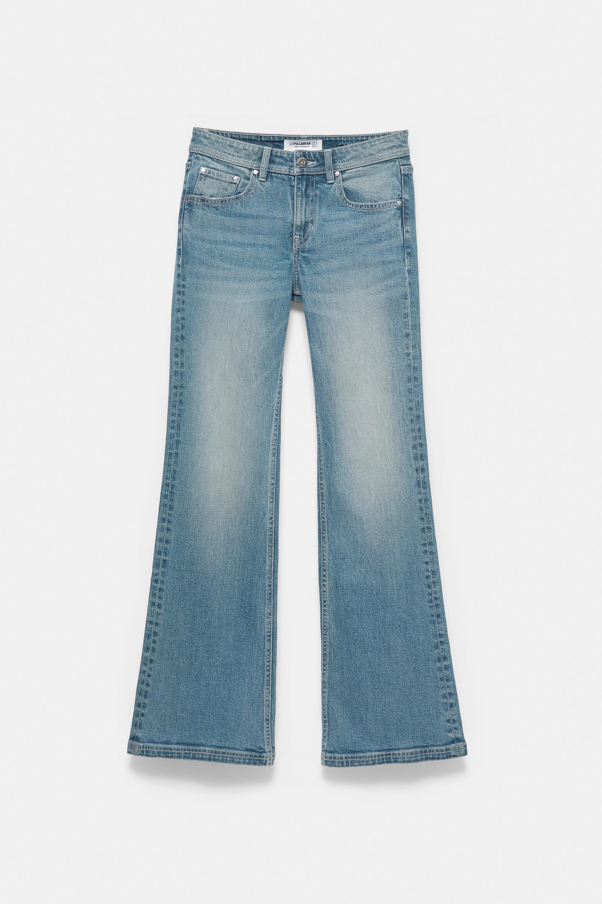 Low-rise boot-cut jeans — Greenish blue