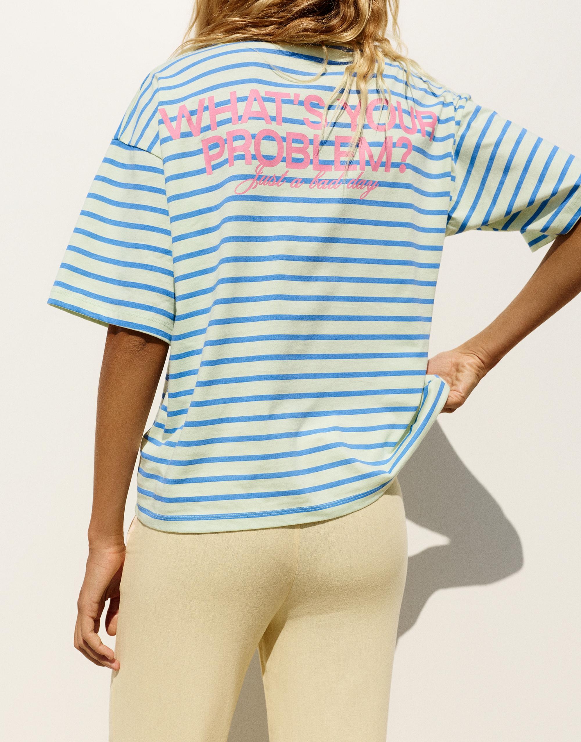 Oversize striped T-shirt — Blue/White