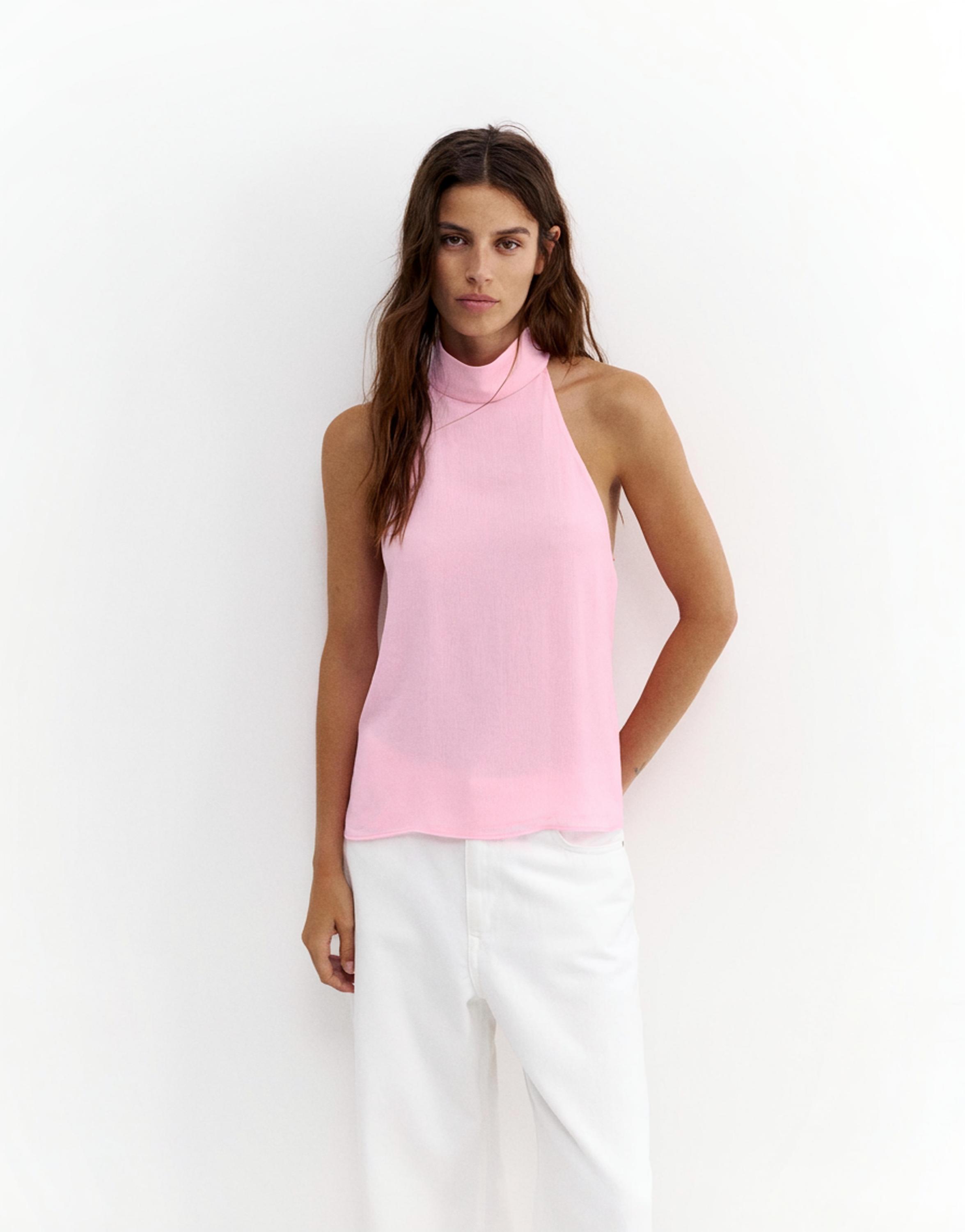Flowing halter top — Pink