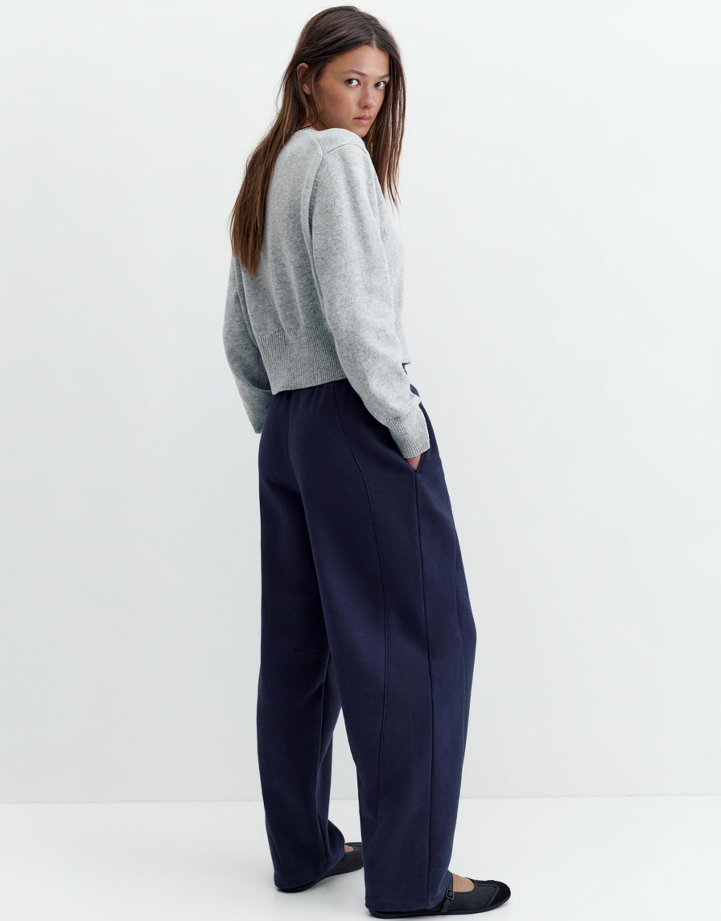 Barrel fit tracksuit trousers — Navy