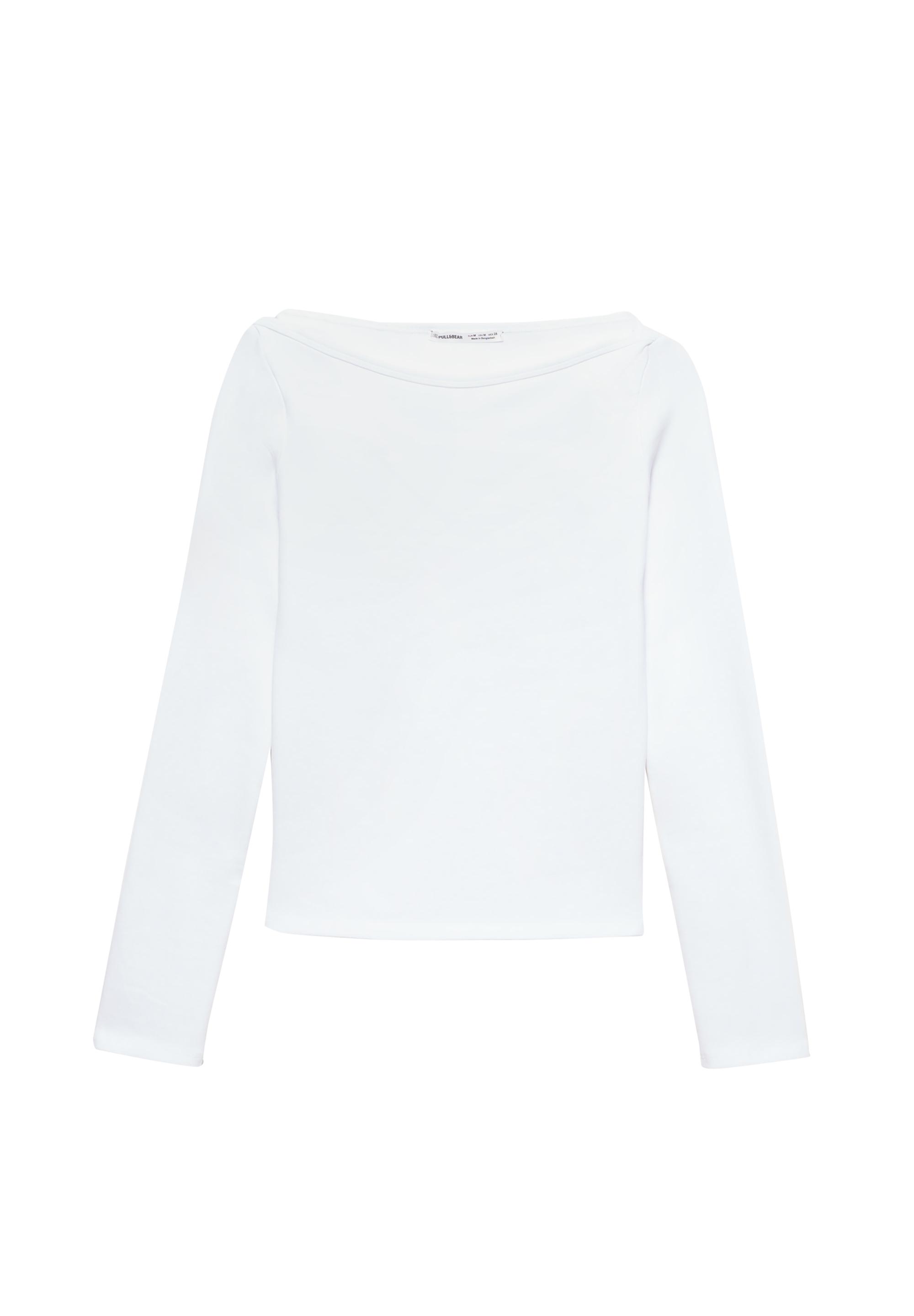 Long sleeve boat neck T-shirt — White