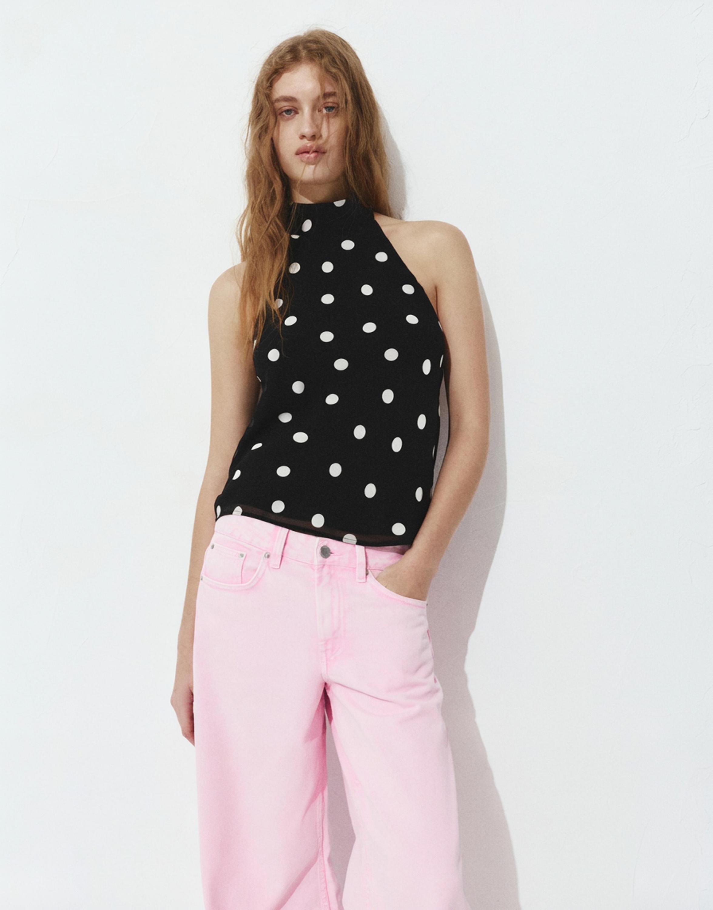 Puantiye desenli halter top - Görsel 8