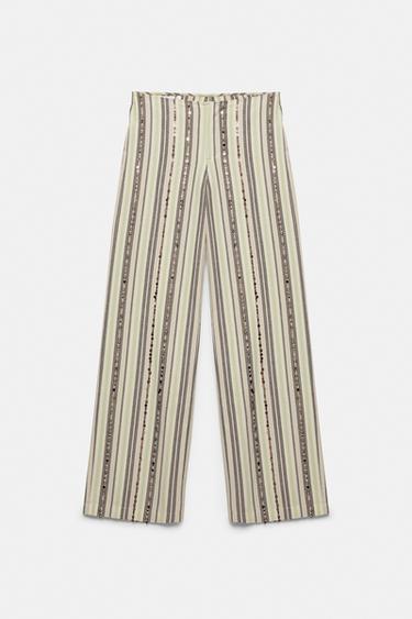 Striped sequin trousers — Brown 6