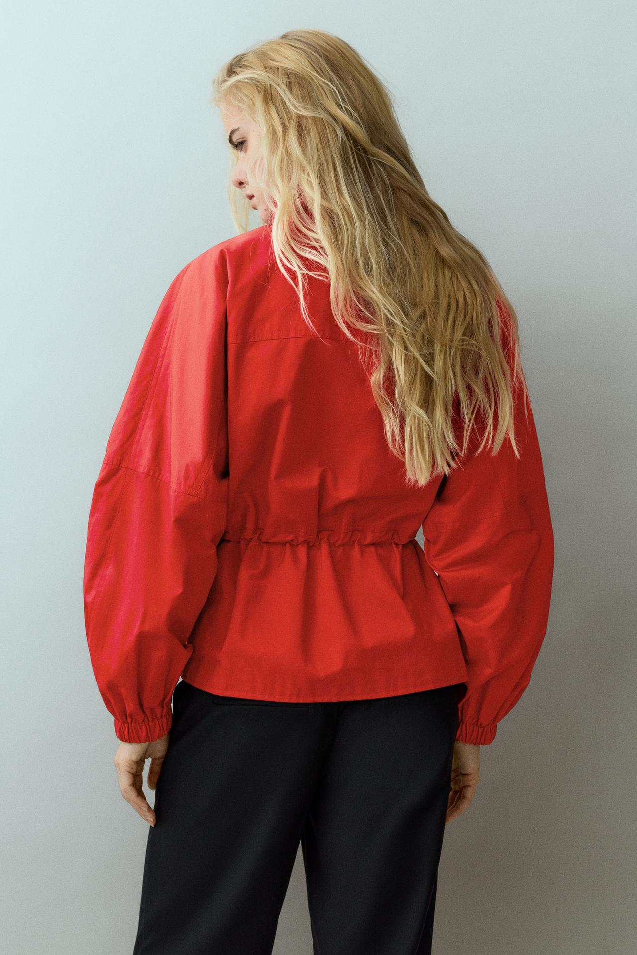 Gathered waist jacket — Red