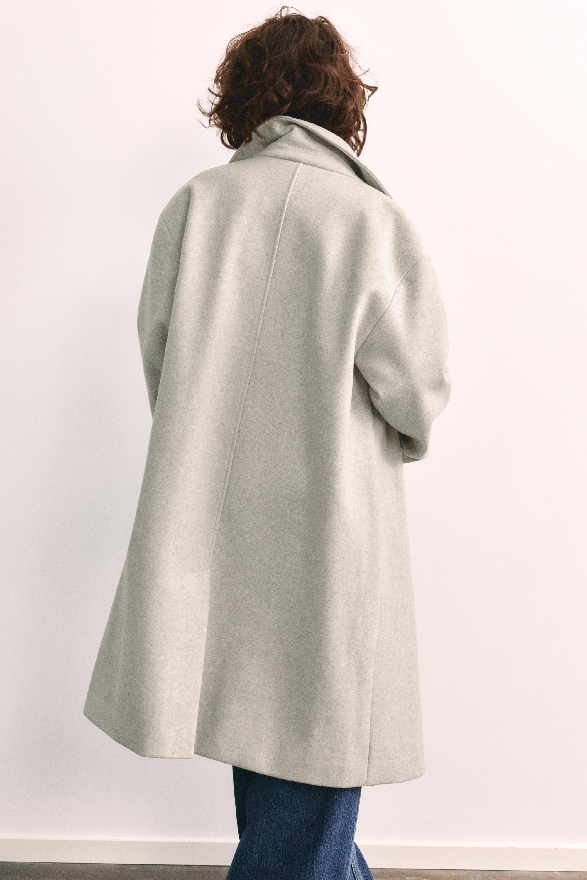 Double-breasted felt texture coat — Sand