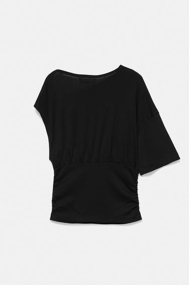 Asymmetric appliqué top — Black 6