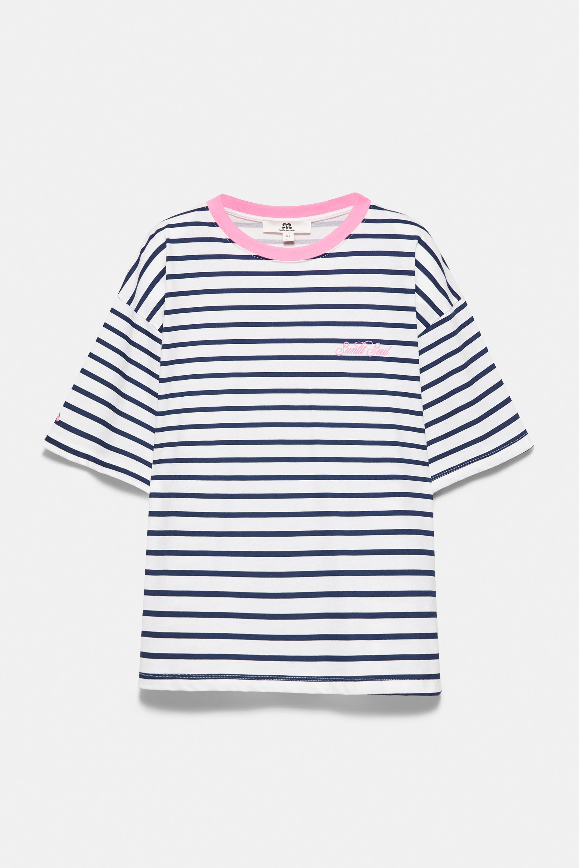 Oversize striped T-shirt — Navy