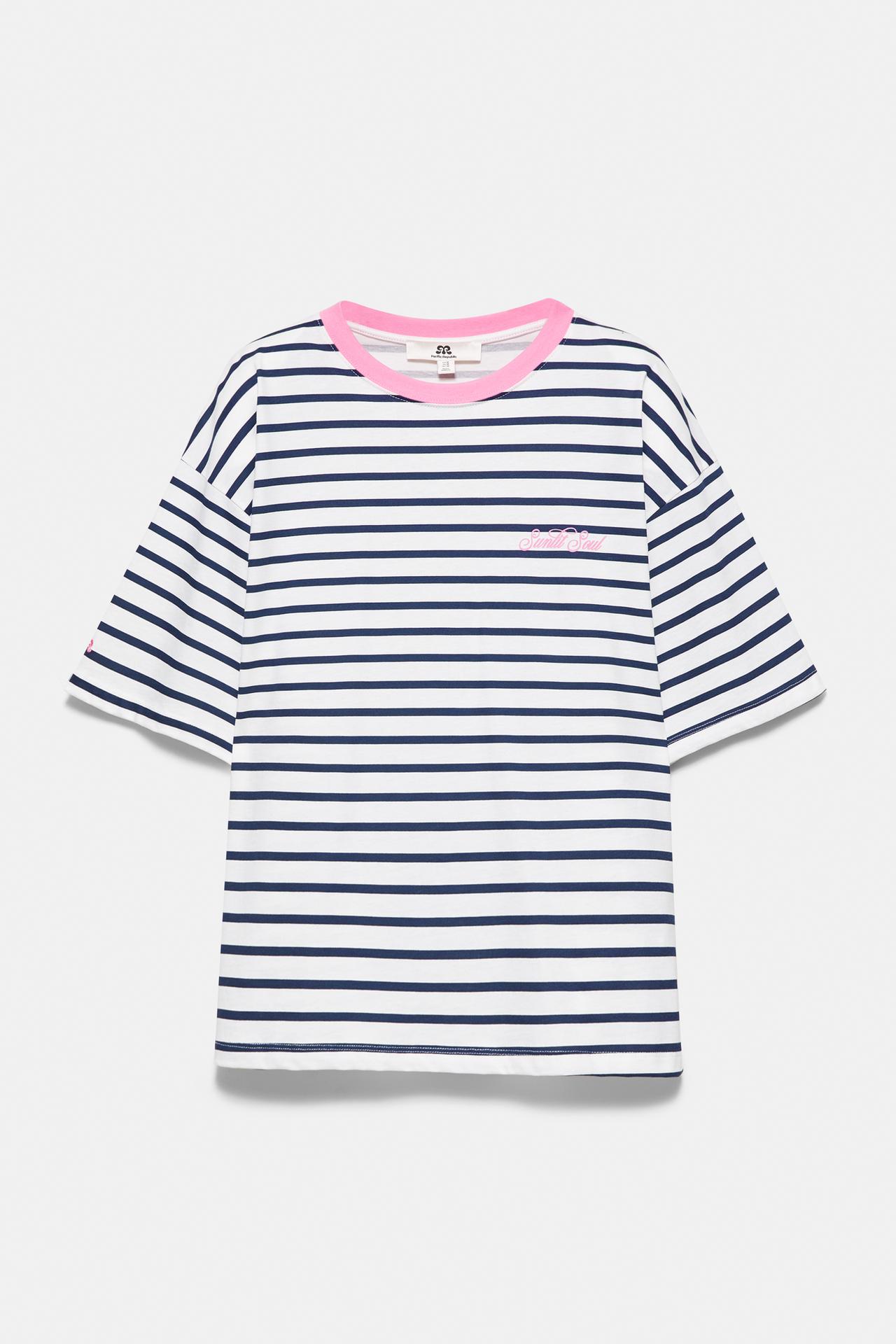 Oversize striped T-shirt — Navy