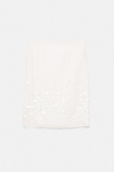Straight sequin midi skirt — Ecru 6