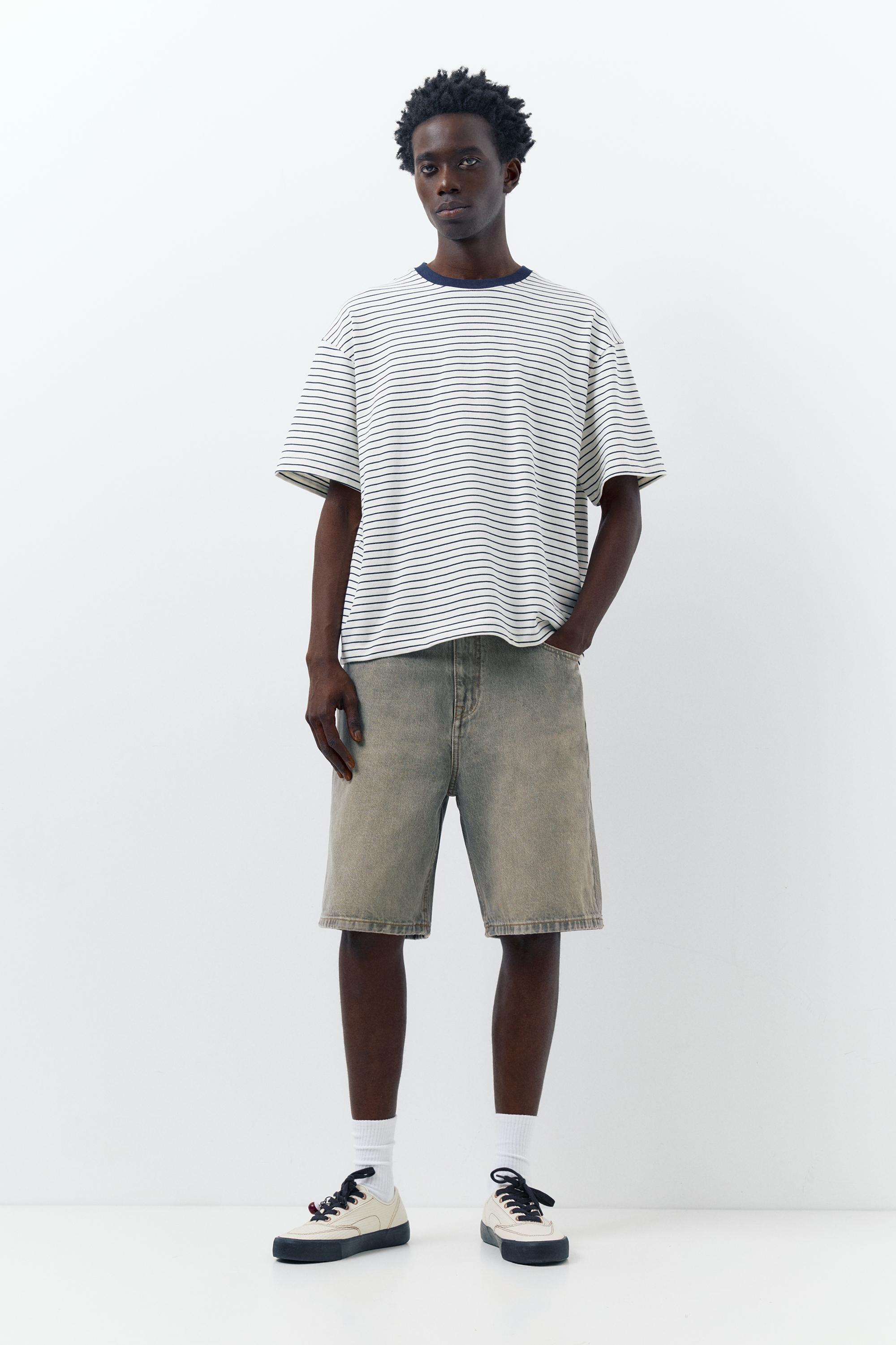 Baggy relaxed fit denim Bermuda shorts — Dark grey
