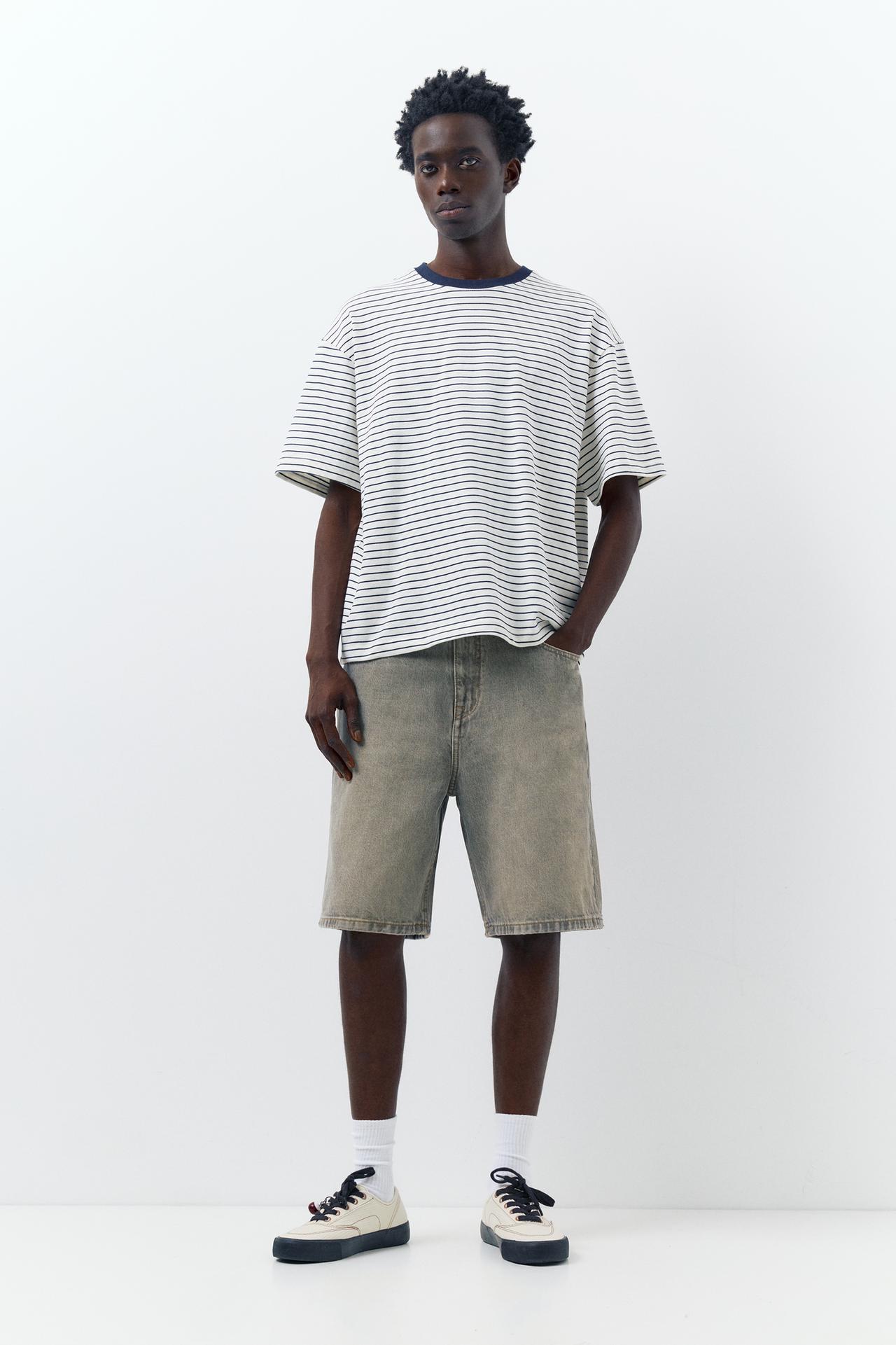 Baggy relaxed fit denim Bermuda shorts — Dark grey