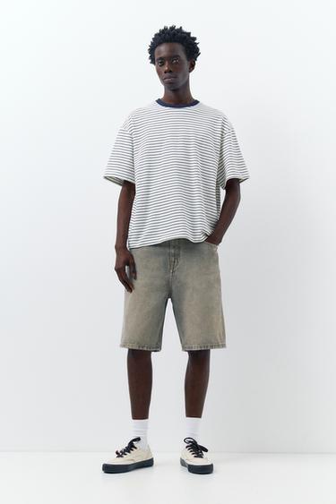 Baggy relaxed fit denim Bermuda shorts — Dark grey 2