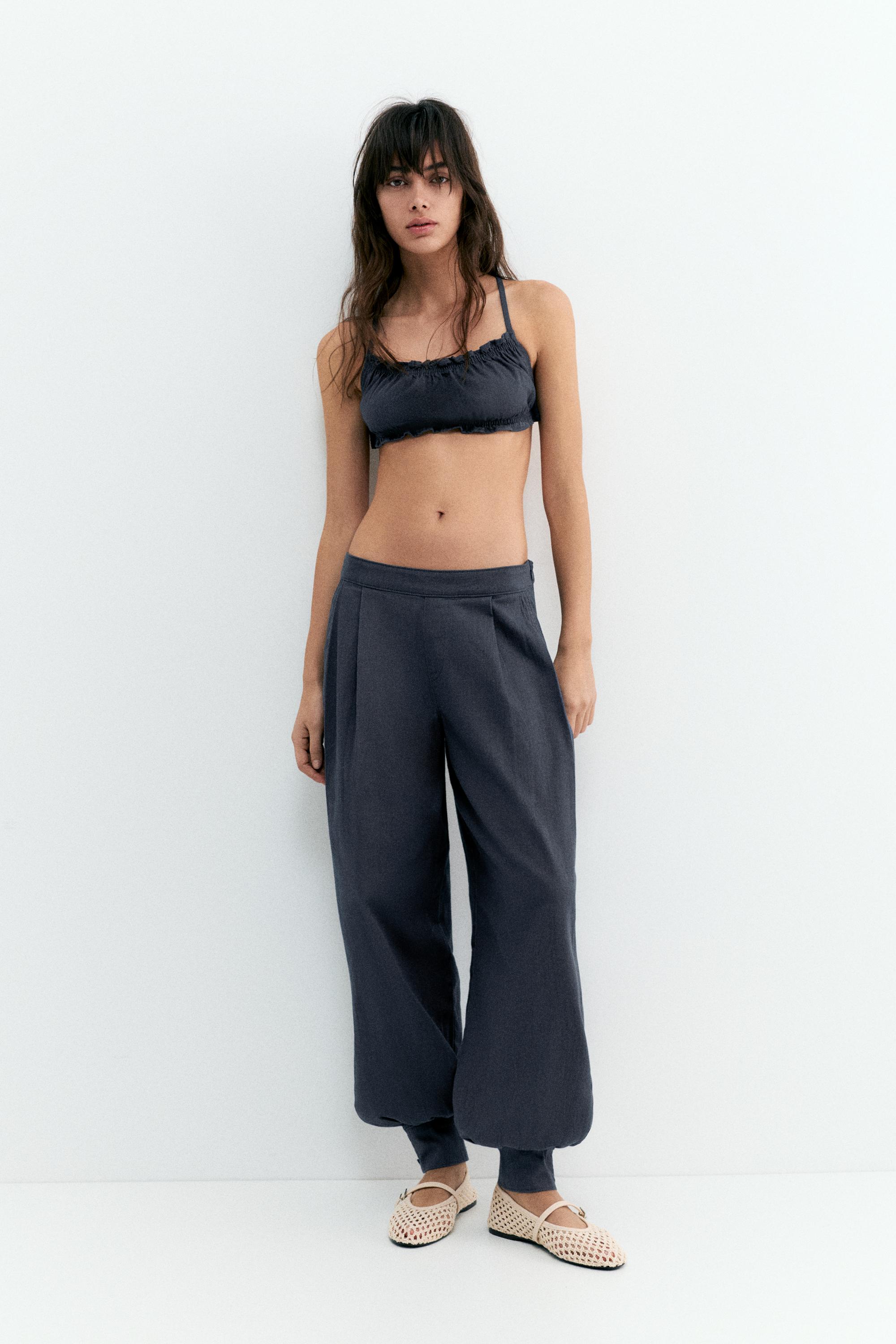 Gathered strappy top — Grey blue