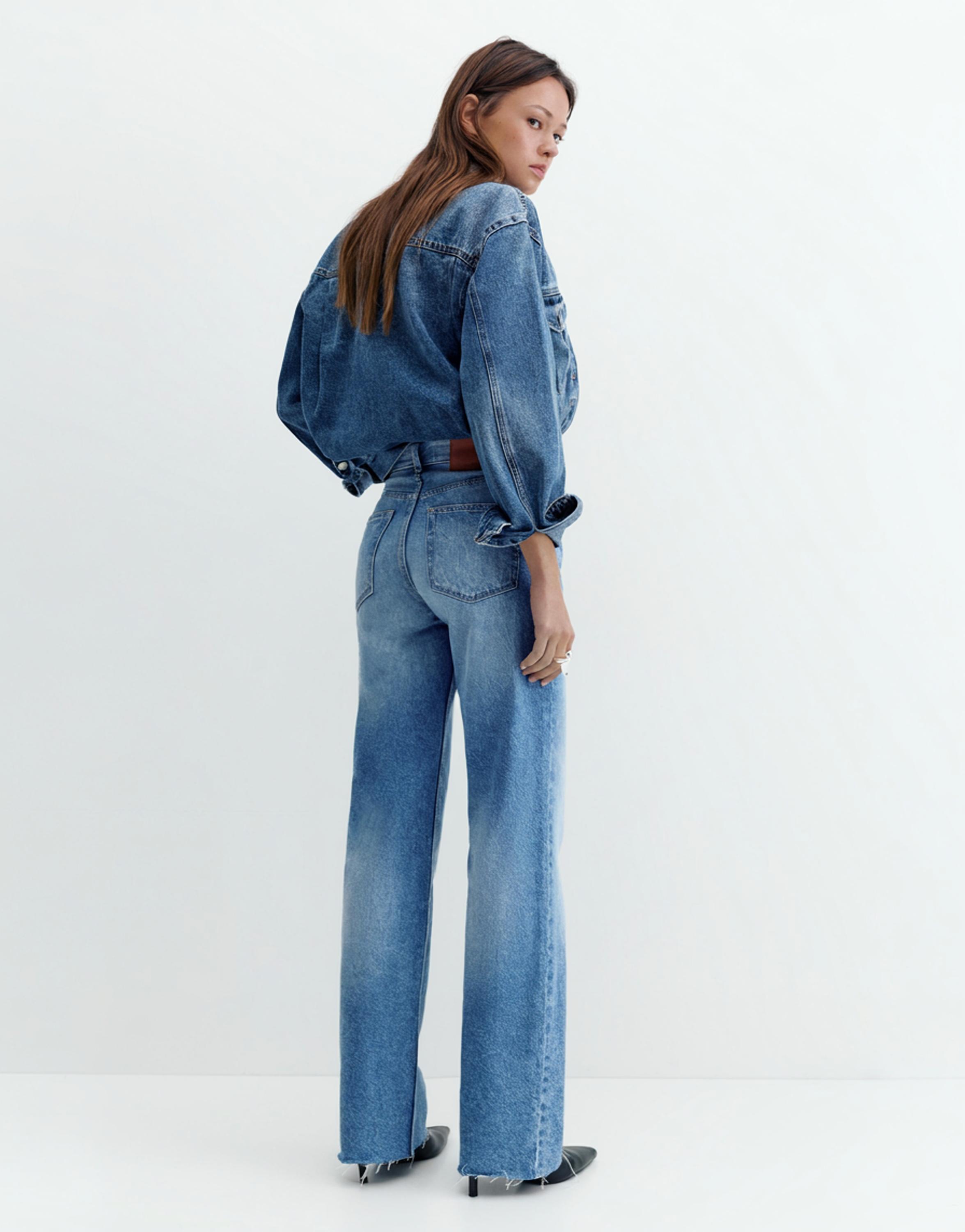 High-waist wide straight-leg jeans — Indigo