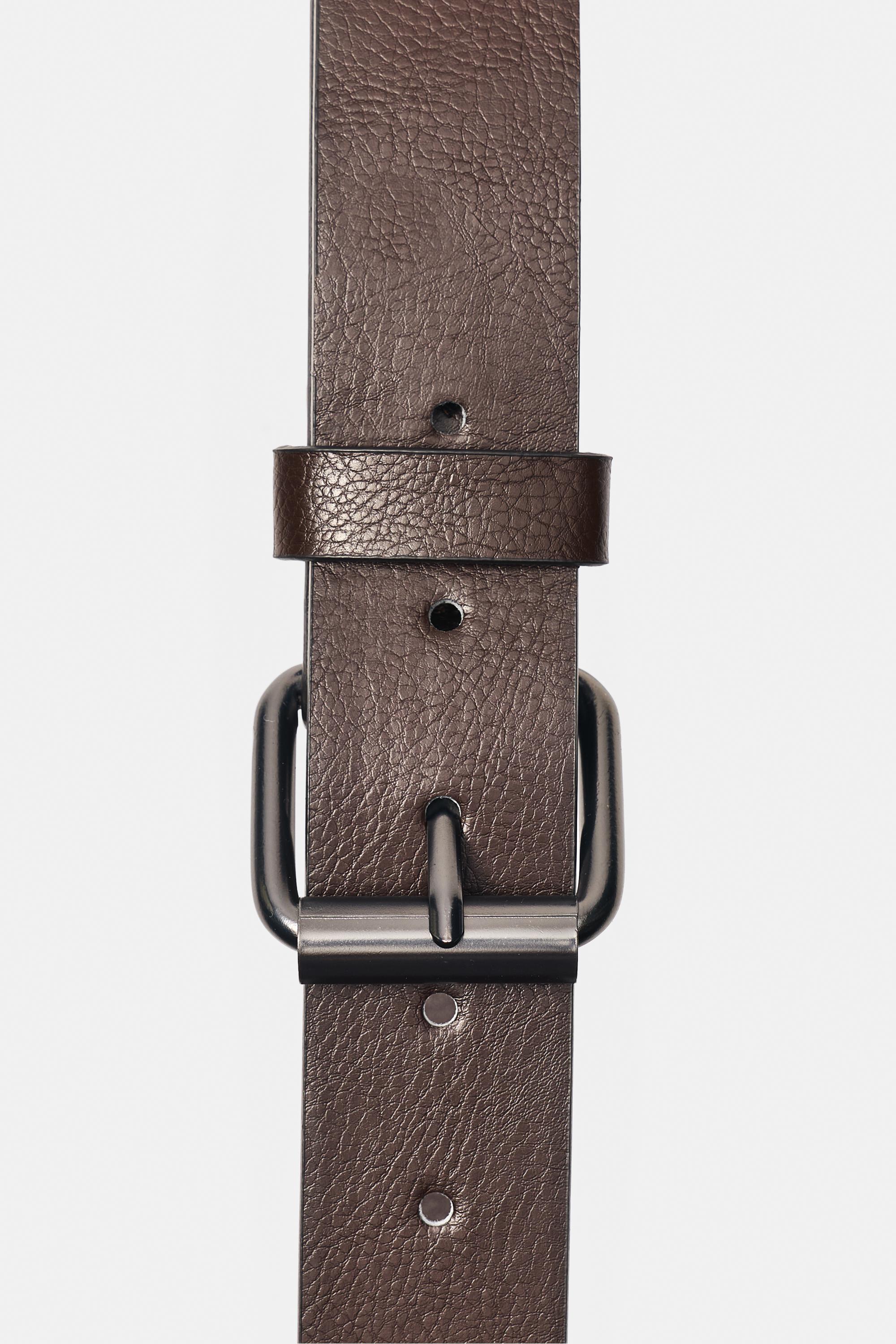 Leather effect belt — Brown