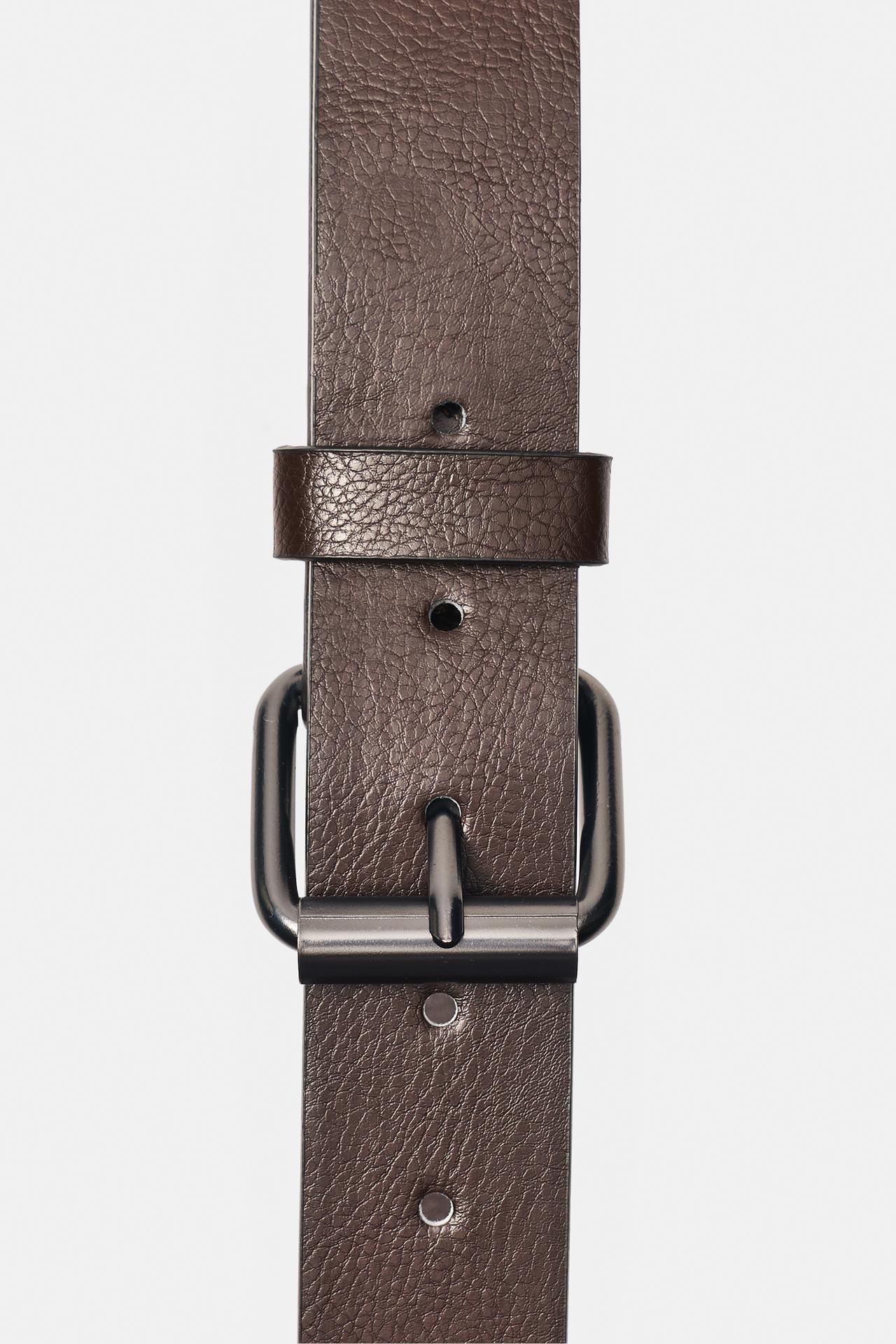 Leather effect belt — Brown