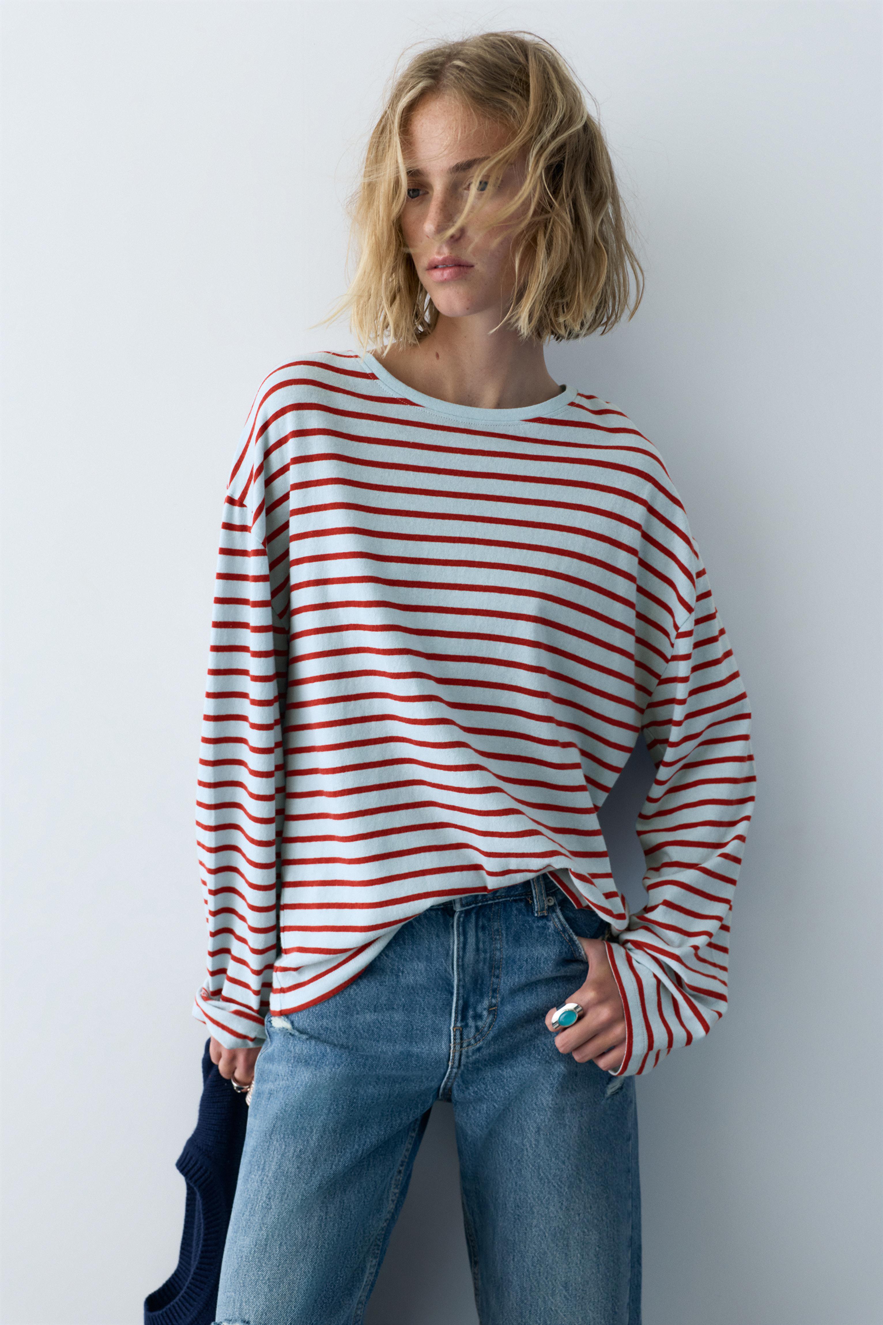 Çizgili uzun kollu t-shirt - Görsel 17