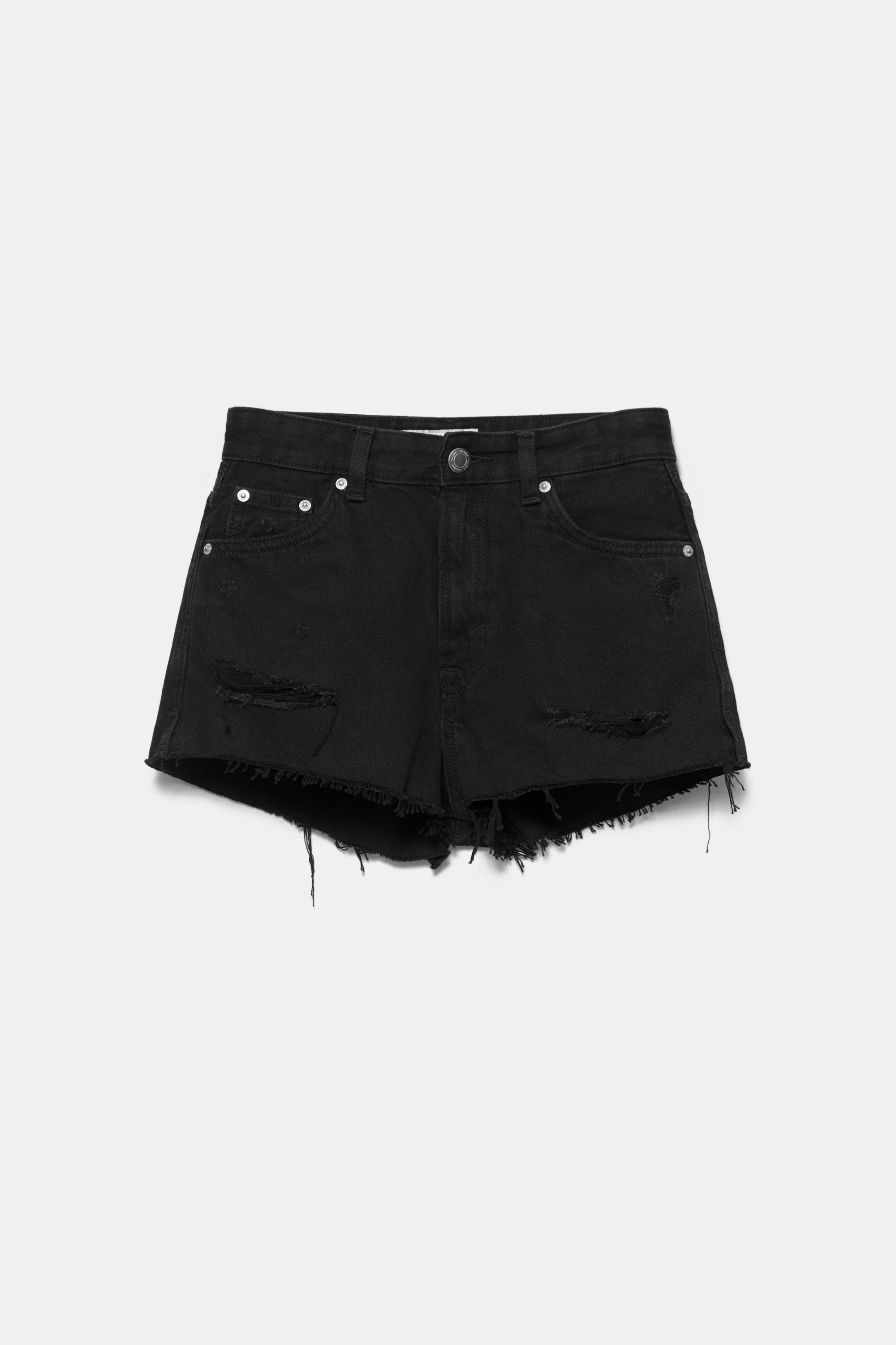 Mom fit yırtık denim şort - Görsel 4