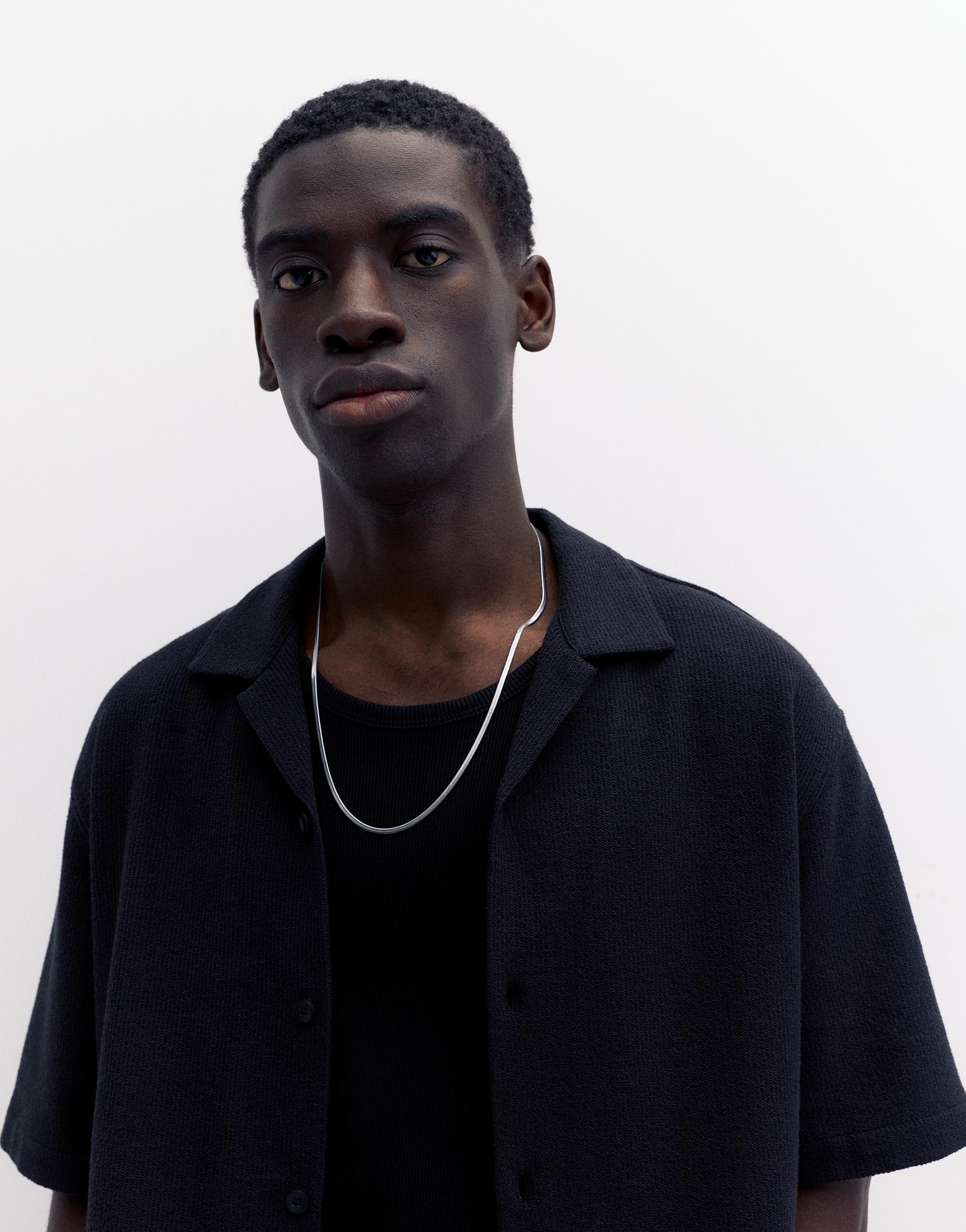 Terrycloth short sleeve shirt — Black