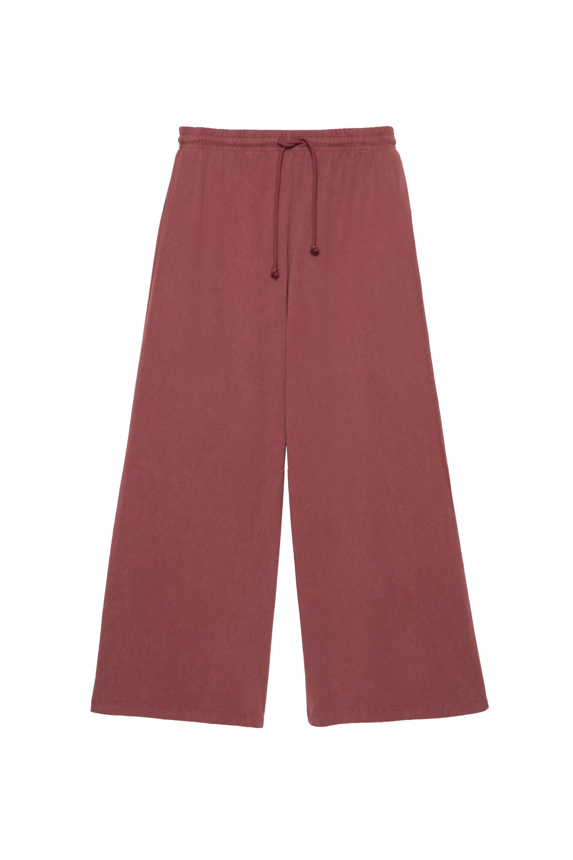 Pull&Bear Yıldız detaylı geniş paça pantolon görsel 4