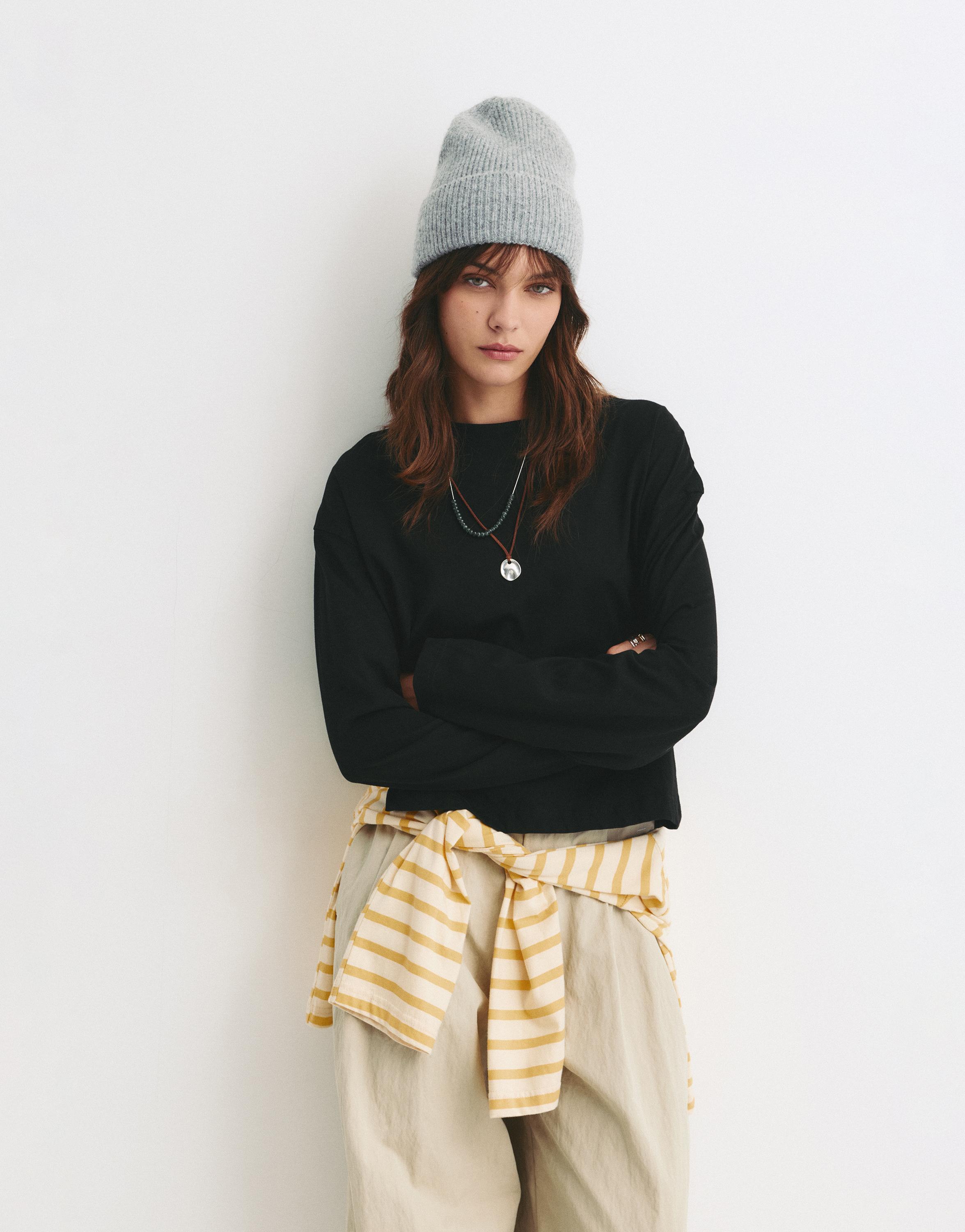 Uzun kollu boxy t-shirt - Görsel 45