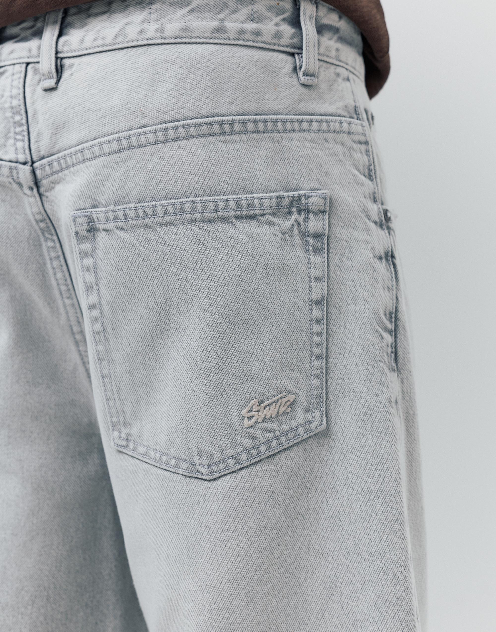 Baggy denim Bermuda shorts — Dark grey