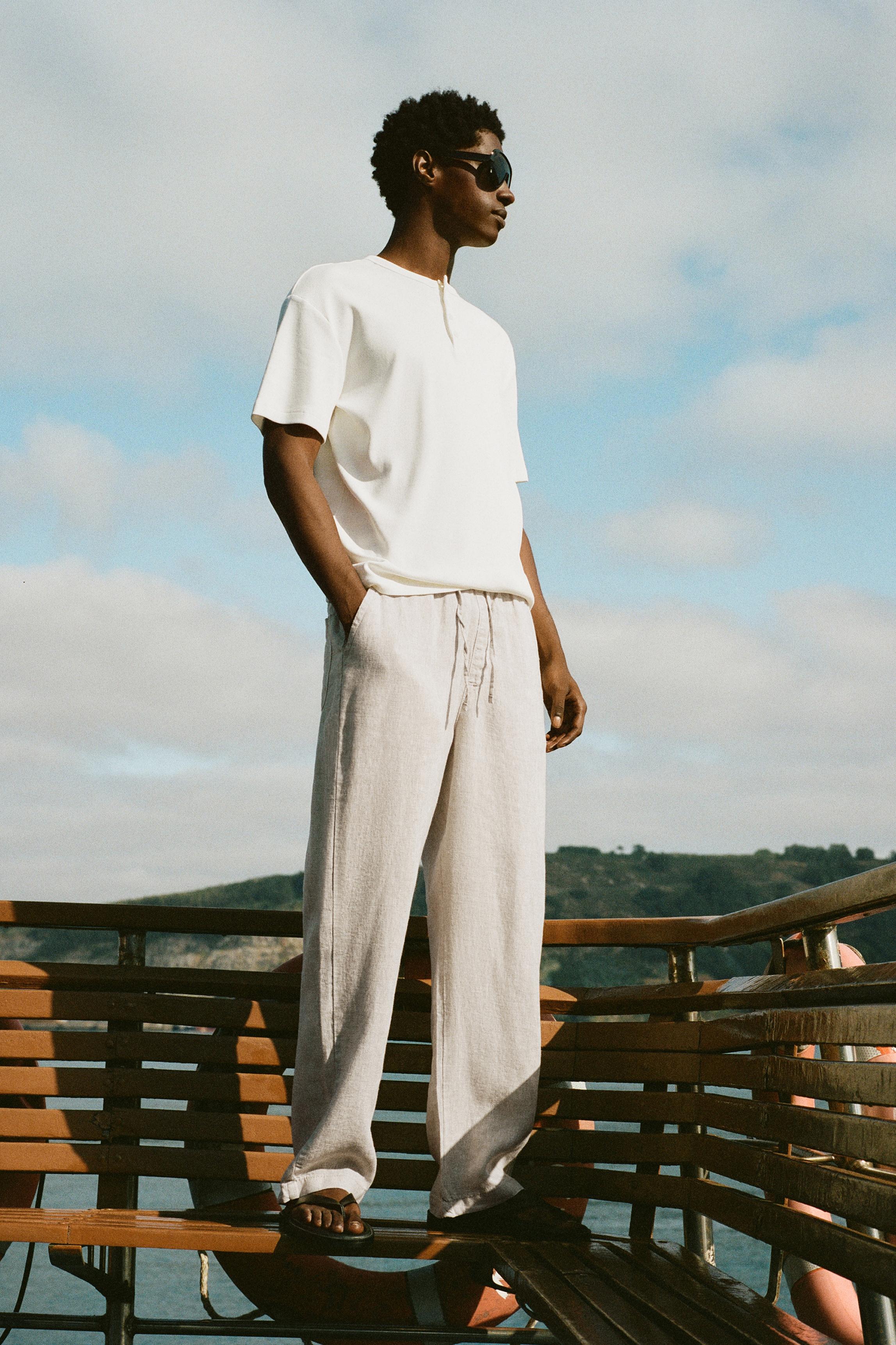 Slim-fit Henley T-shirt — White