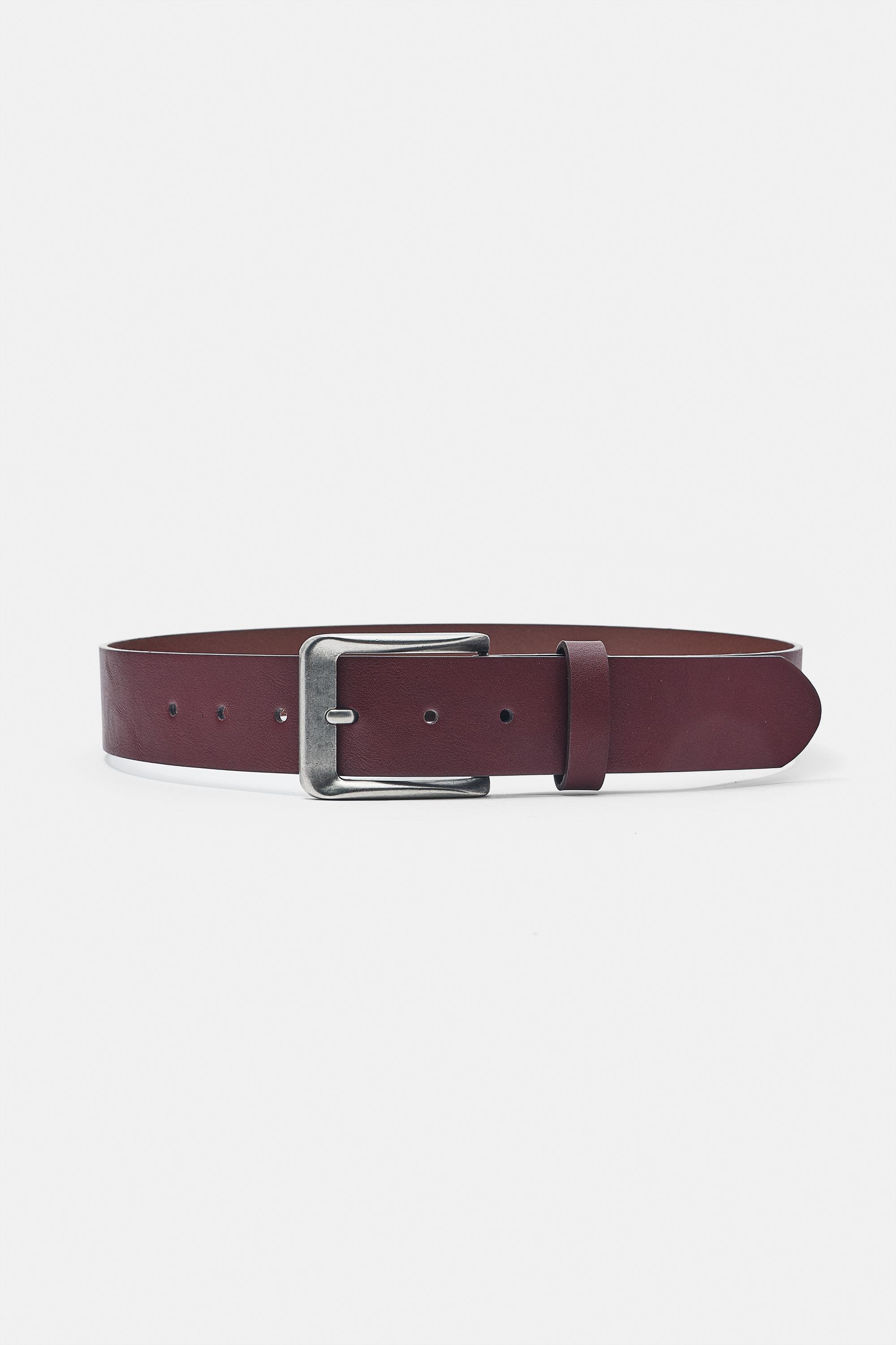 Basic leather effect belt — Maroon