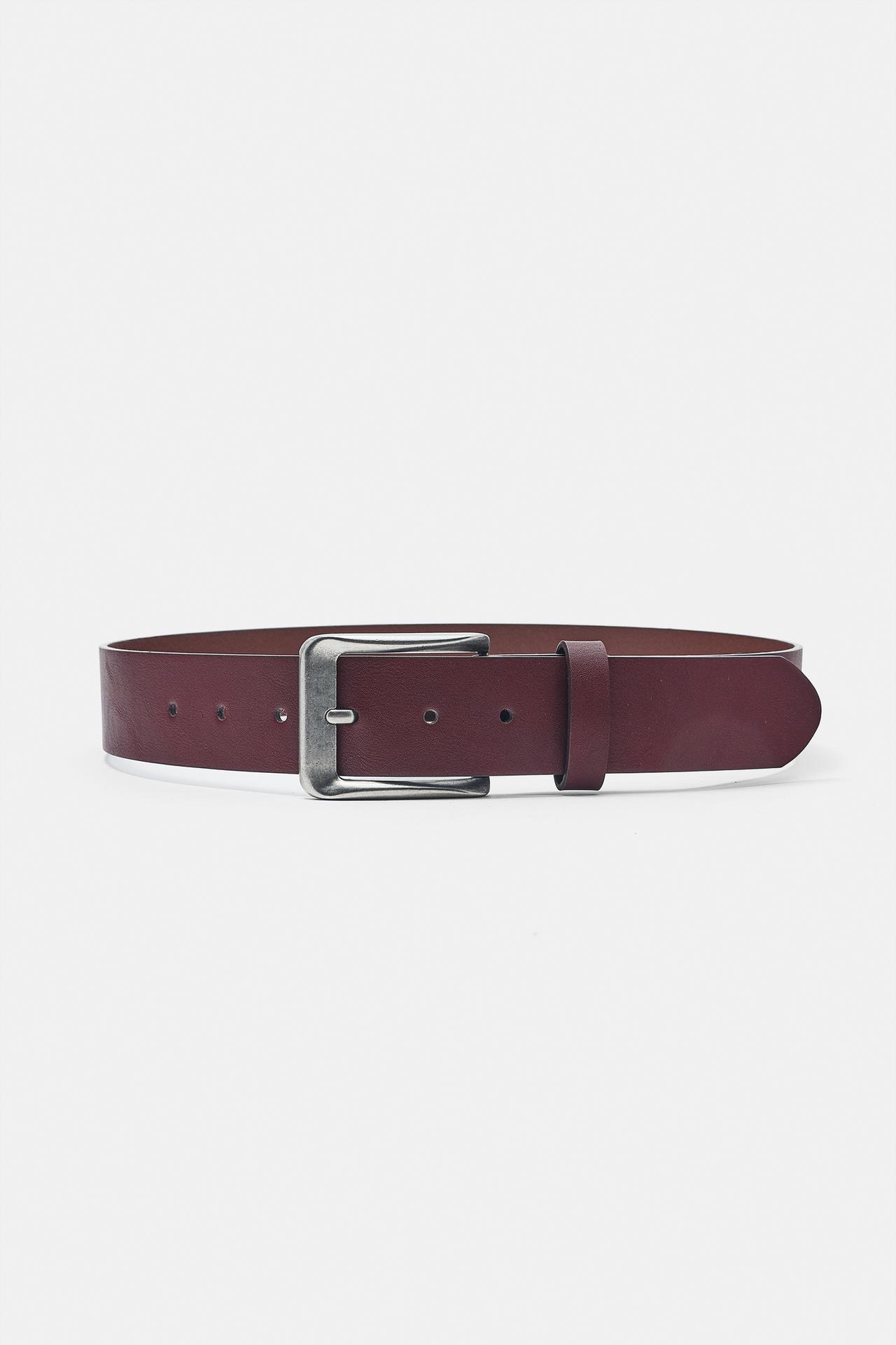 Basic leather effect belt — Maroon
